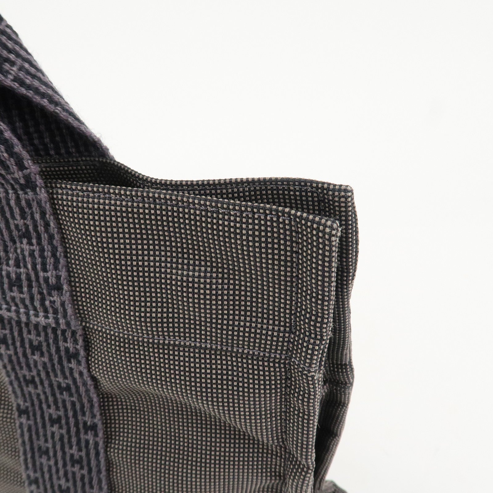 HERMES Herline PM Nylon Canvas Tote Bag Hand Bag Black