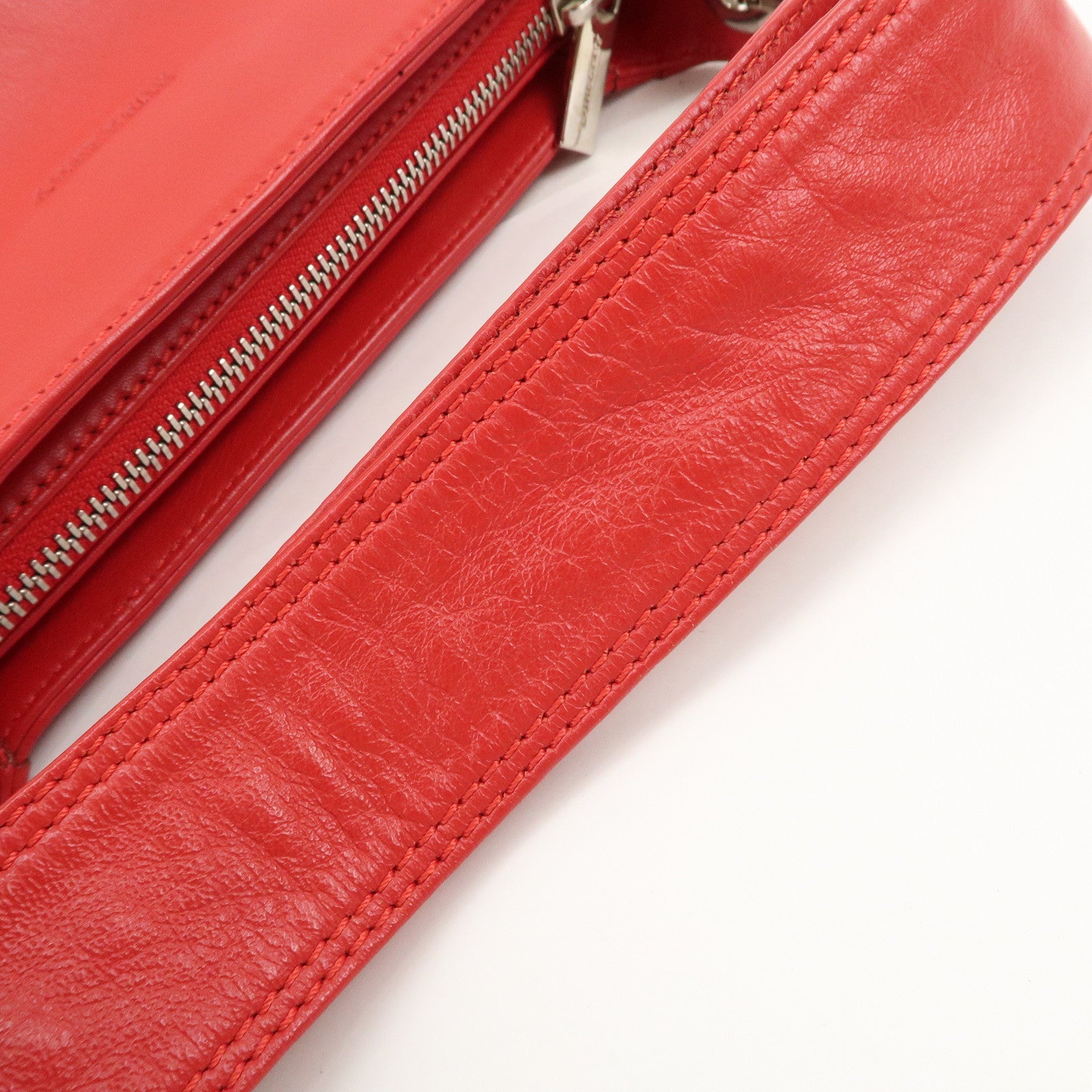 BURBERRY Logo Leather Shoulder Bag Mini Hand Bag Red Used