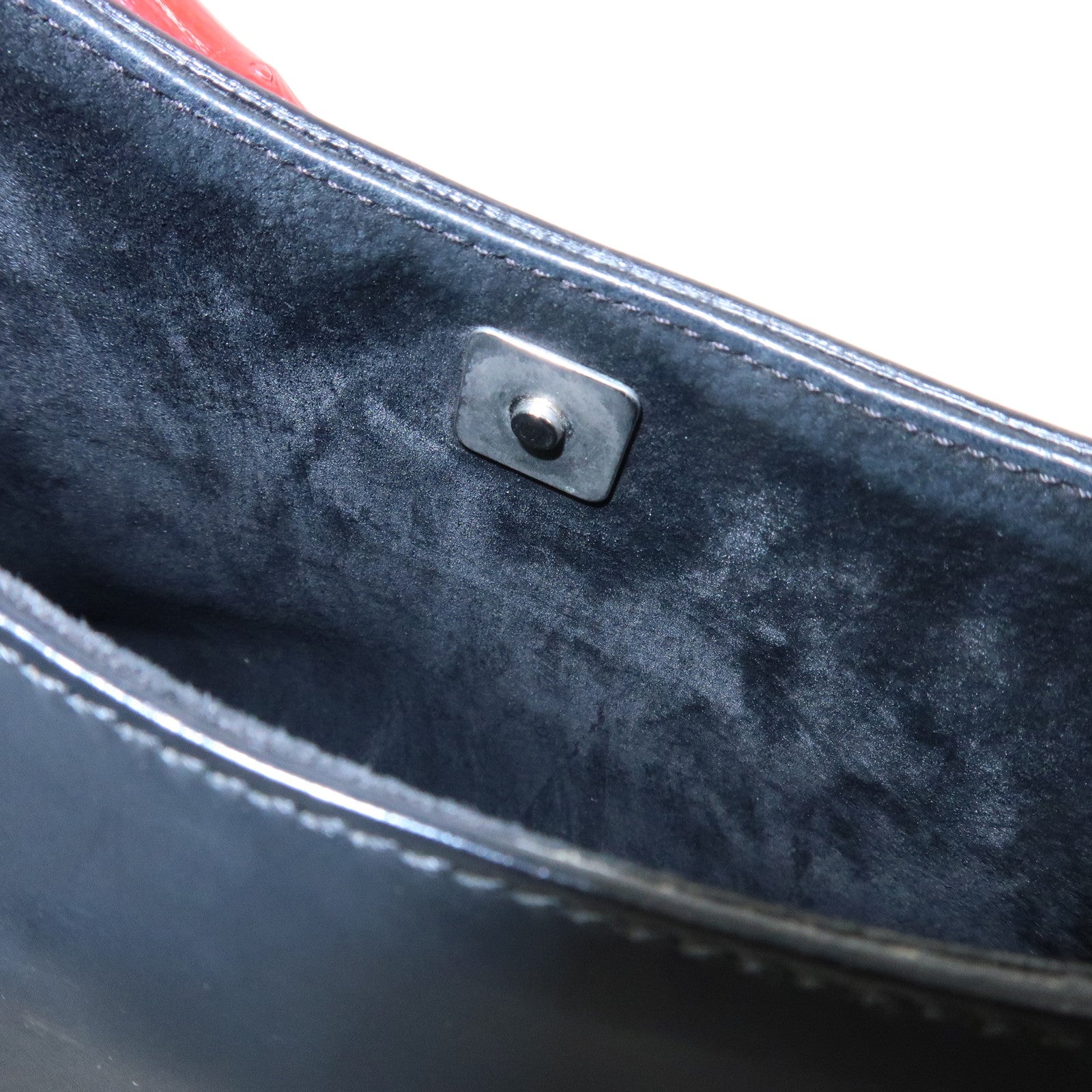 GUCCI Bamboo Handle Shoulder Bag Hand Bag Black Red 001.3739