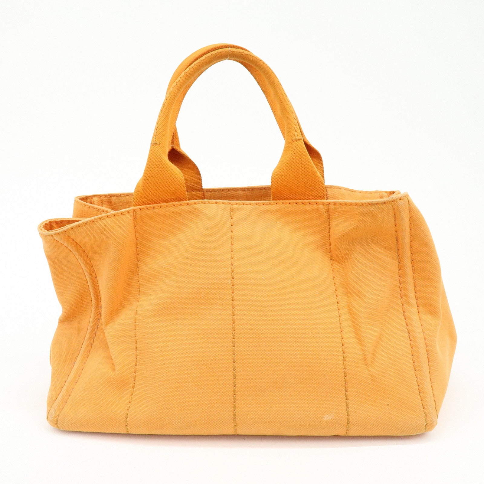 PRADA Canapa Canvas Tote Bag Hand Bag M Size Orange BN1877
