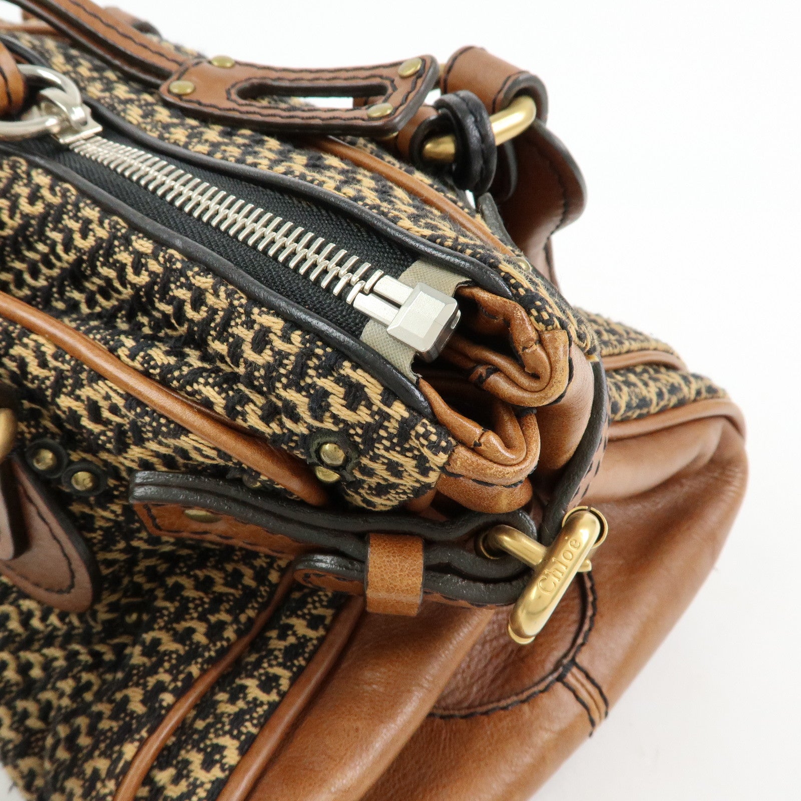 Chloe Paddington Medium Jacquard Leather Hand Bag Brown