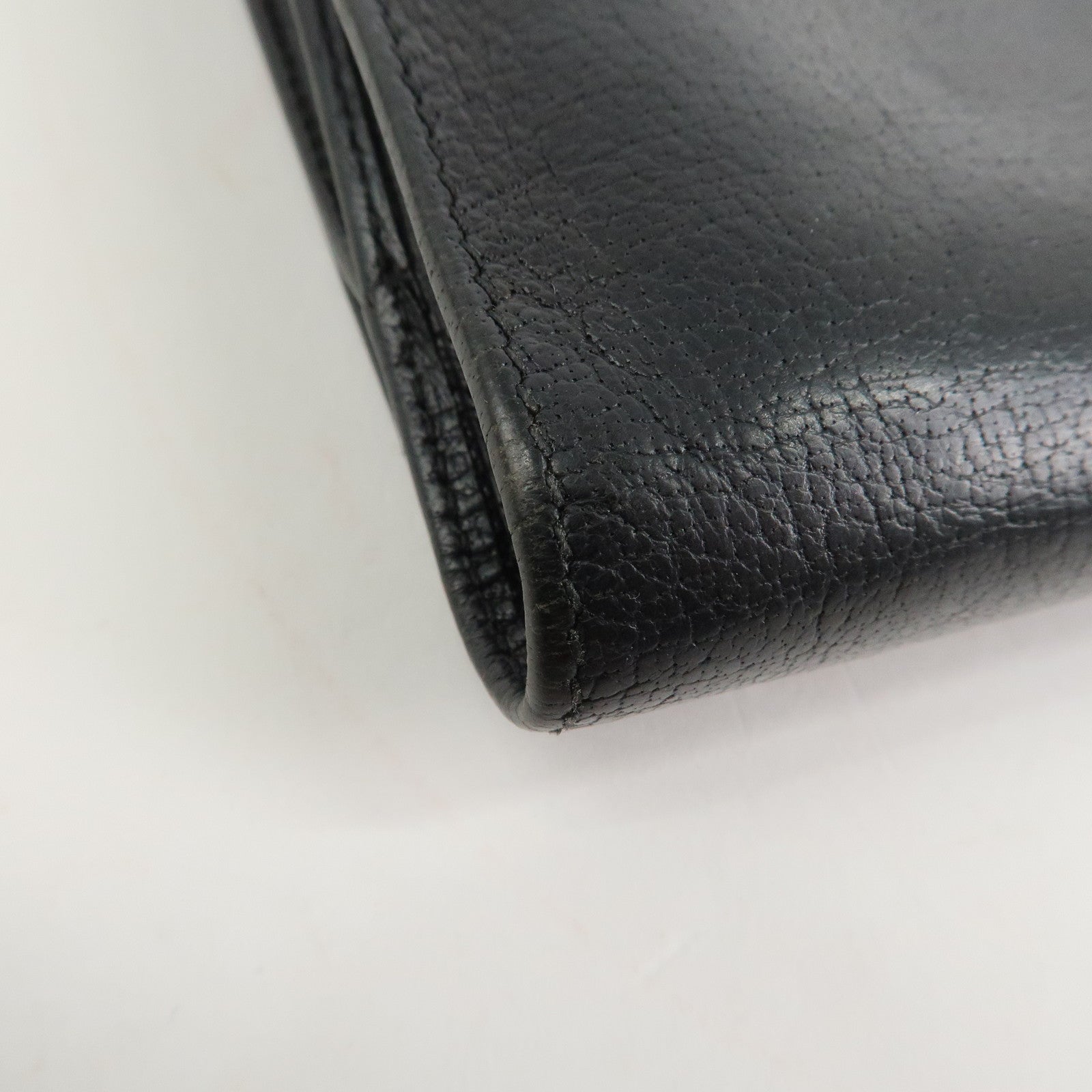 SAINT LAURENT Studs Leather Bi-fold Compact Wallet Black Used