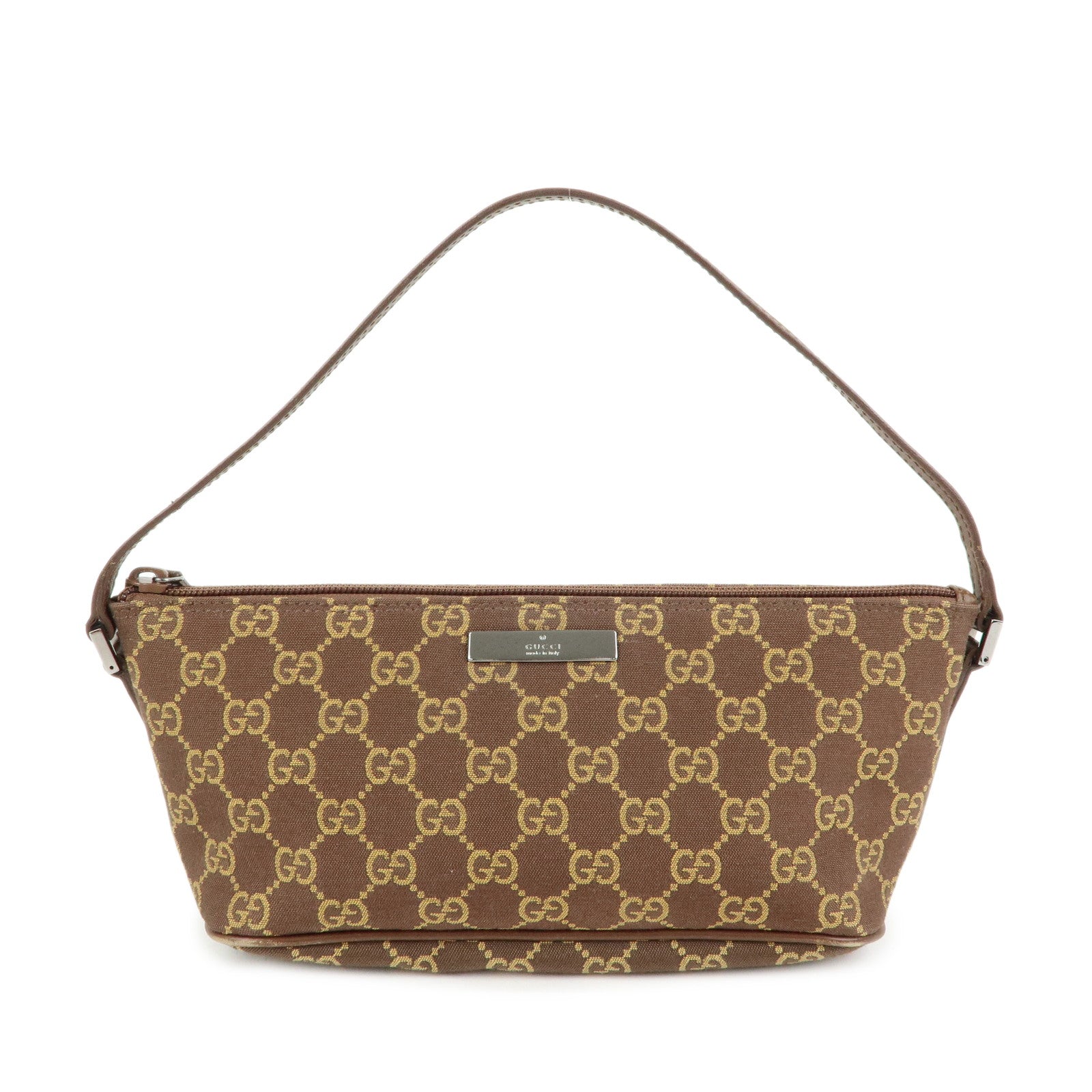GUCCI Boat Bag GG Canvas Accessory Pouch Hand Bag Brown 039.1103