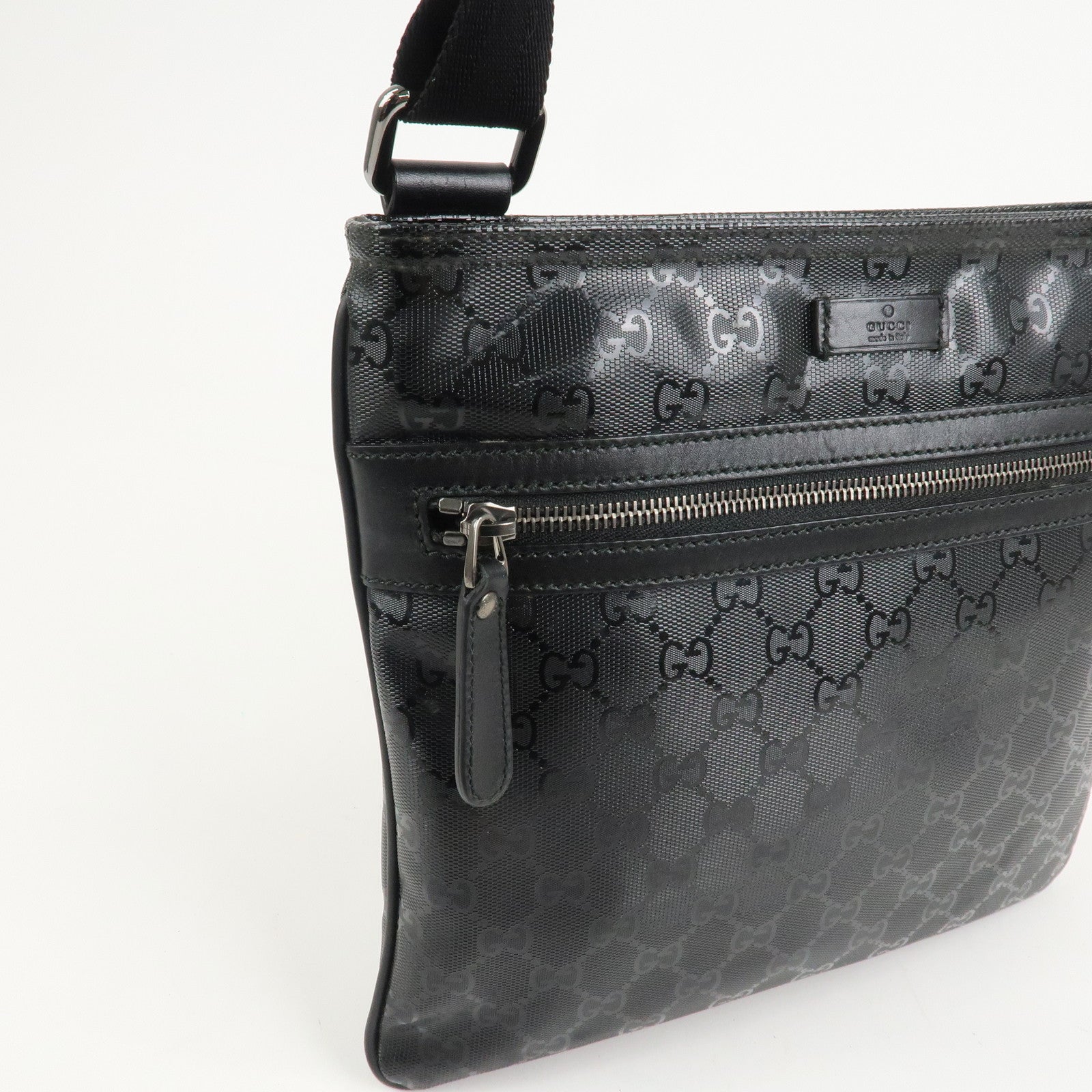 GUCCI GG Imprime Monogram PVC Shoulder Bag Cross Body Bag Black 295257