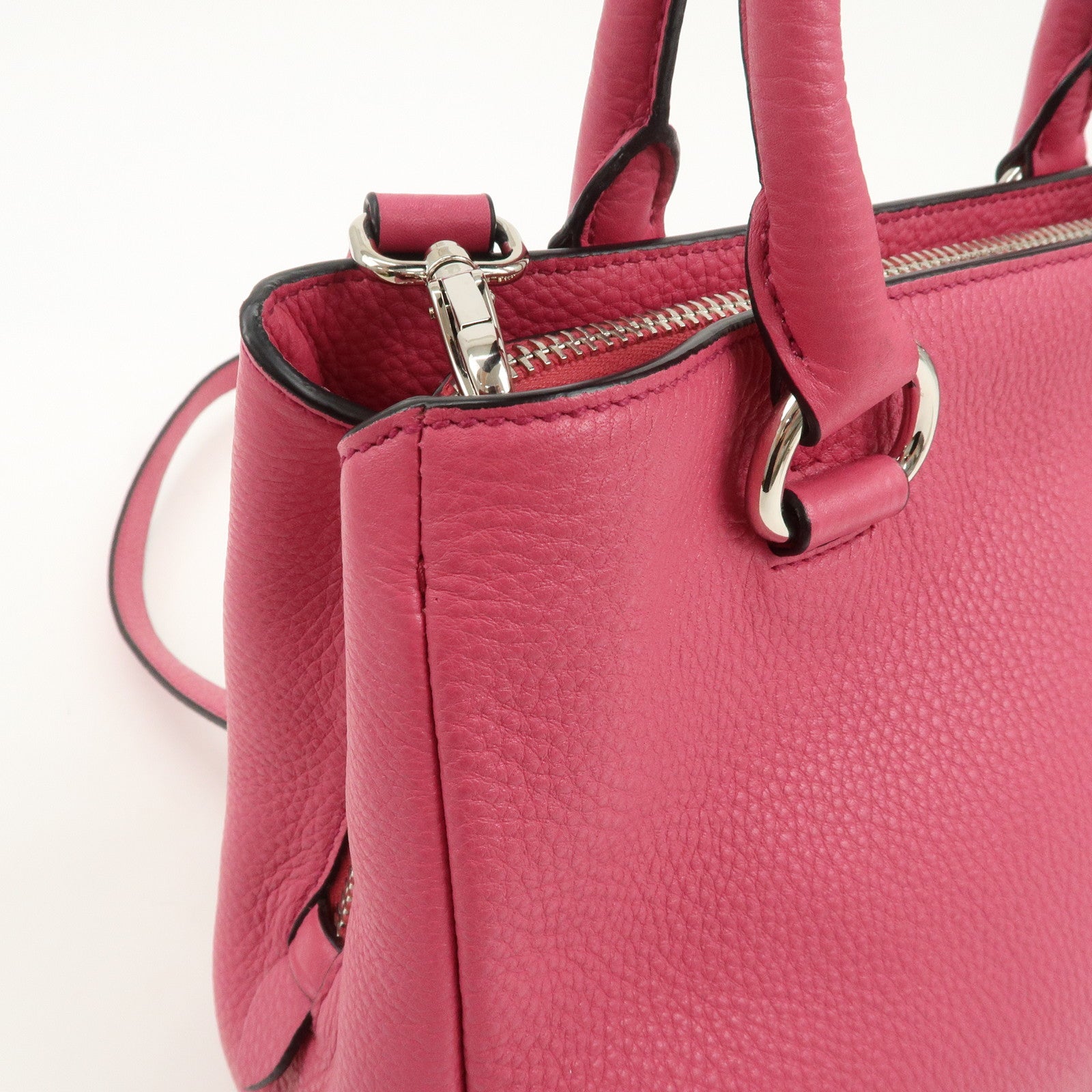 PRADA Triange Logo Leather 2Way Hand Bag Shouldr Bag Pink BN2853