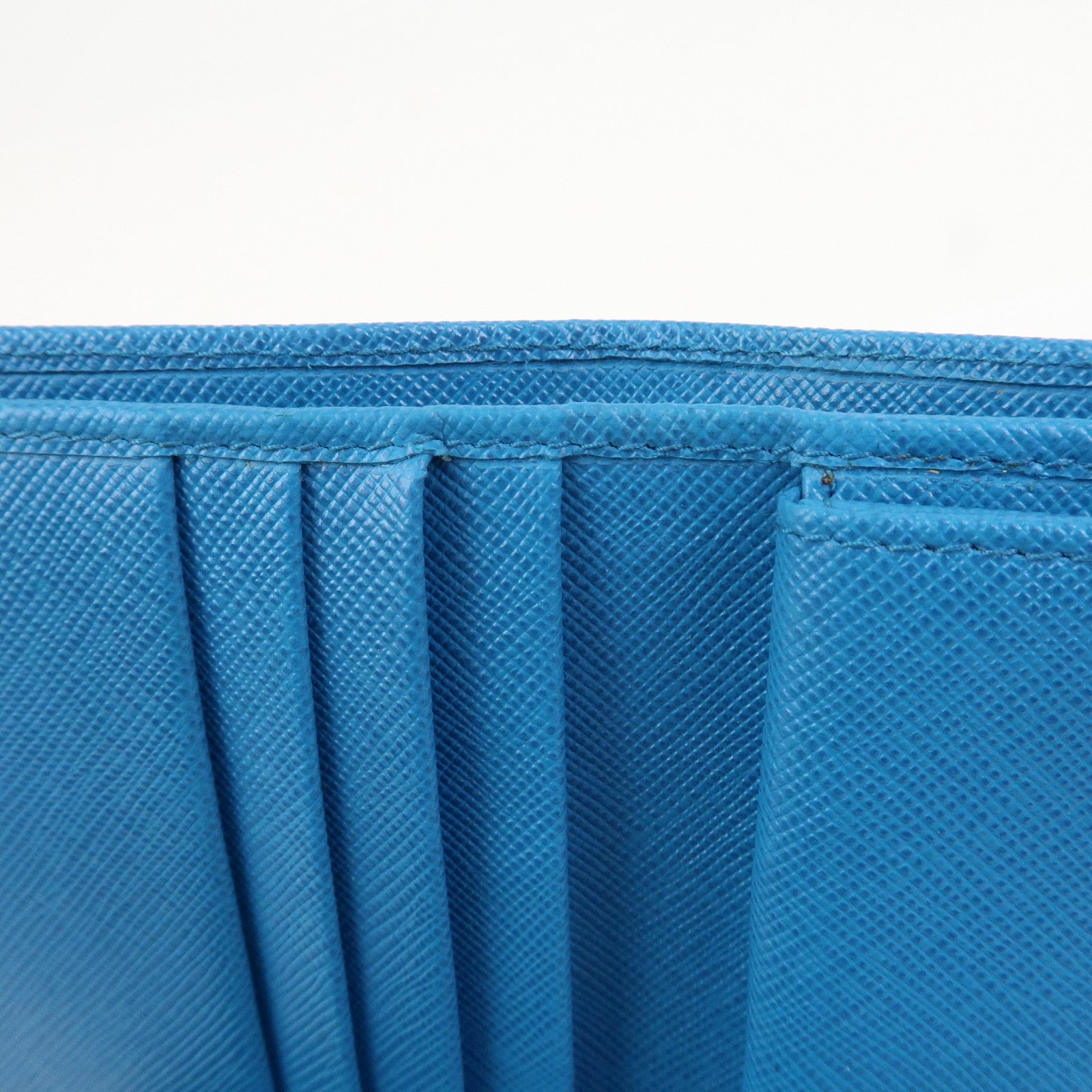 PRADA Saffiano Leather Bi-fold Compact Wallet Blue 1M0204