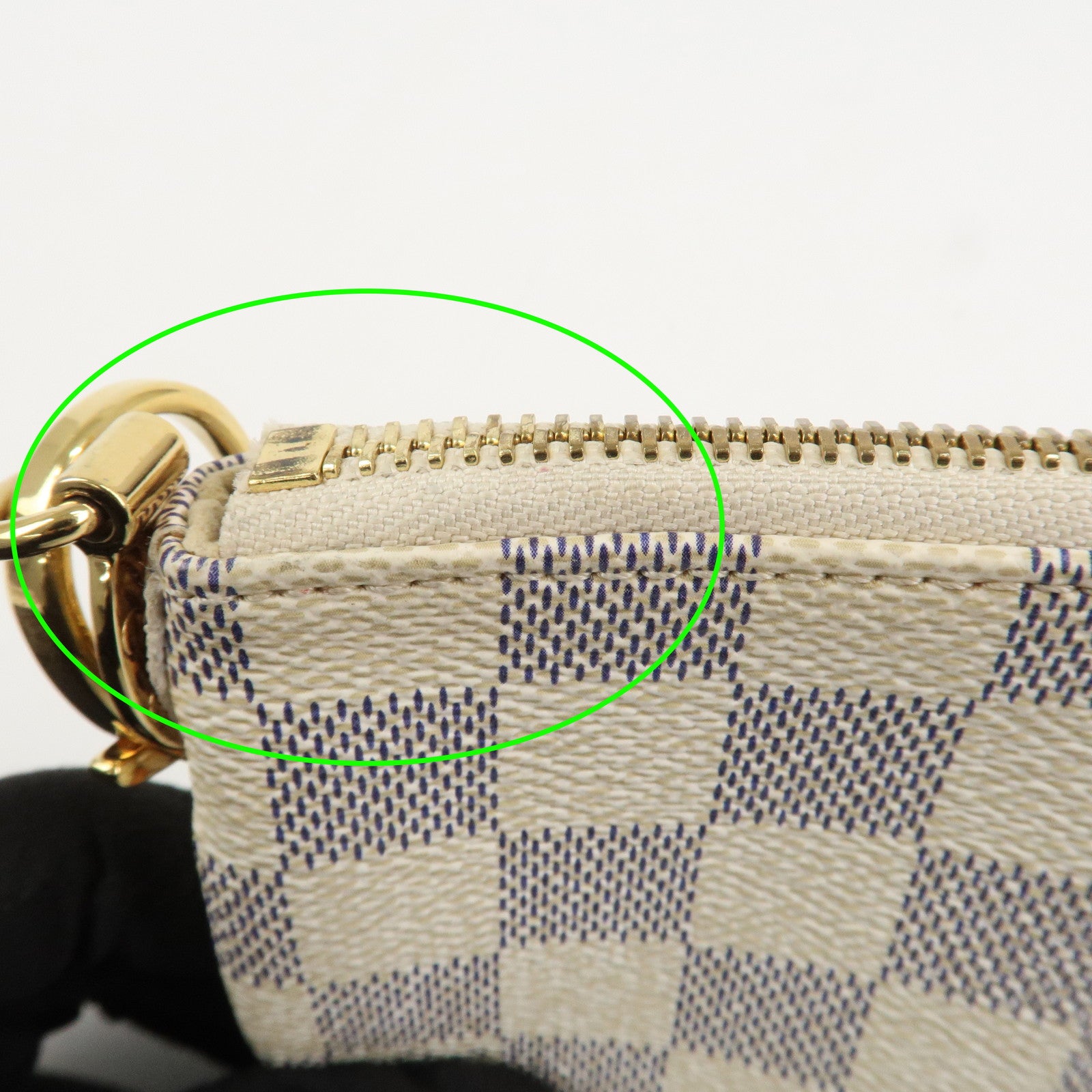 Louis Vuitton Damier Azur Pochette Milla MM Mini Pouch N60027 Used