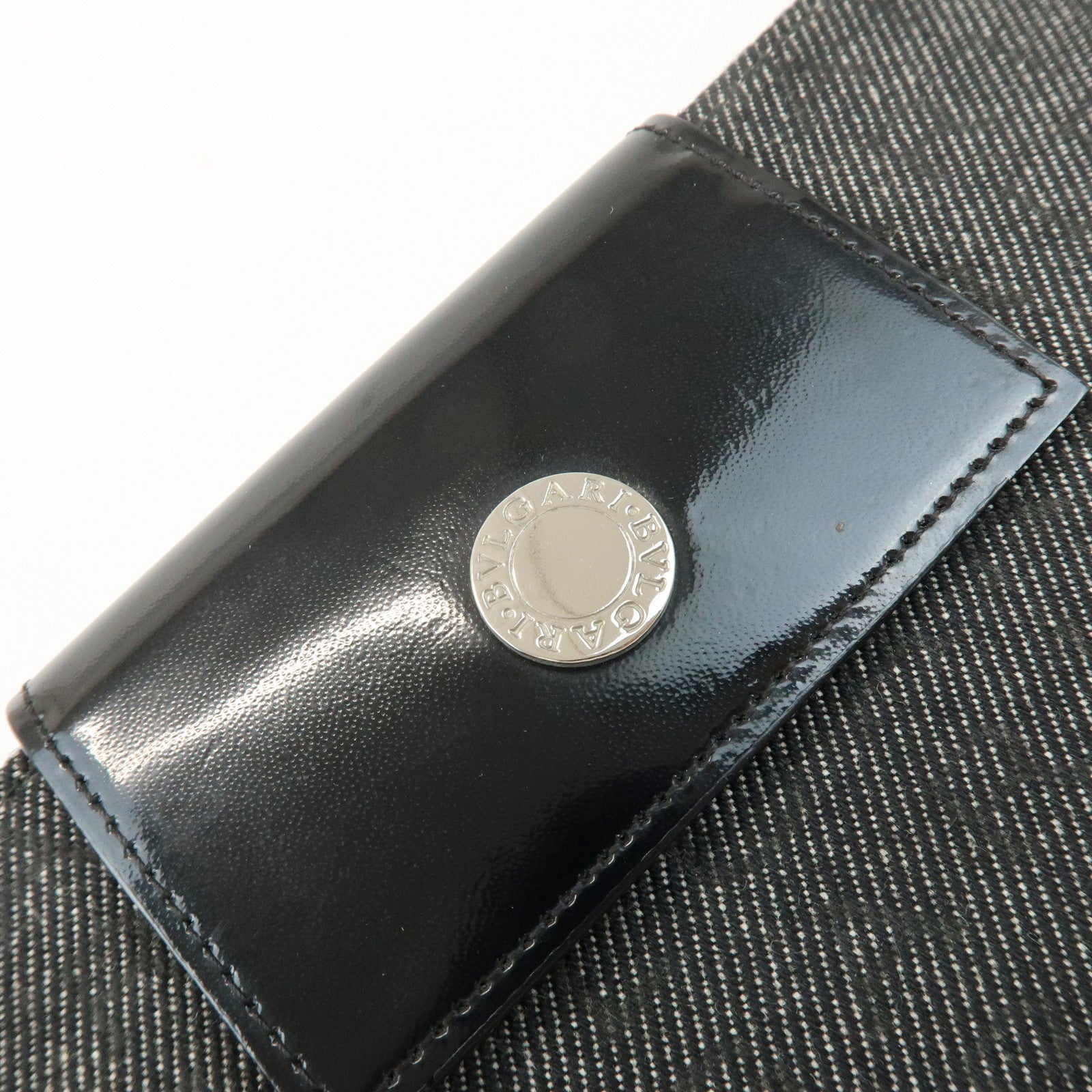 BVLGARI Logo Mania Canvas Leather Bi-fold Long Wallet Black