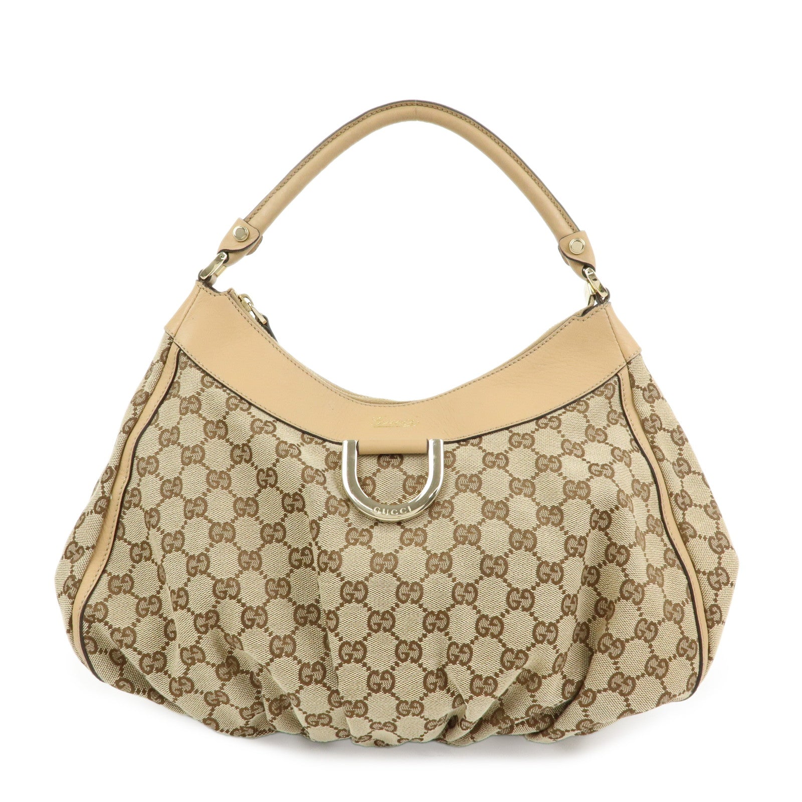 GUCCI Abbey GG Canvas Leather Shoulder Bag Hand Bag Brown 189833