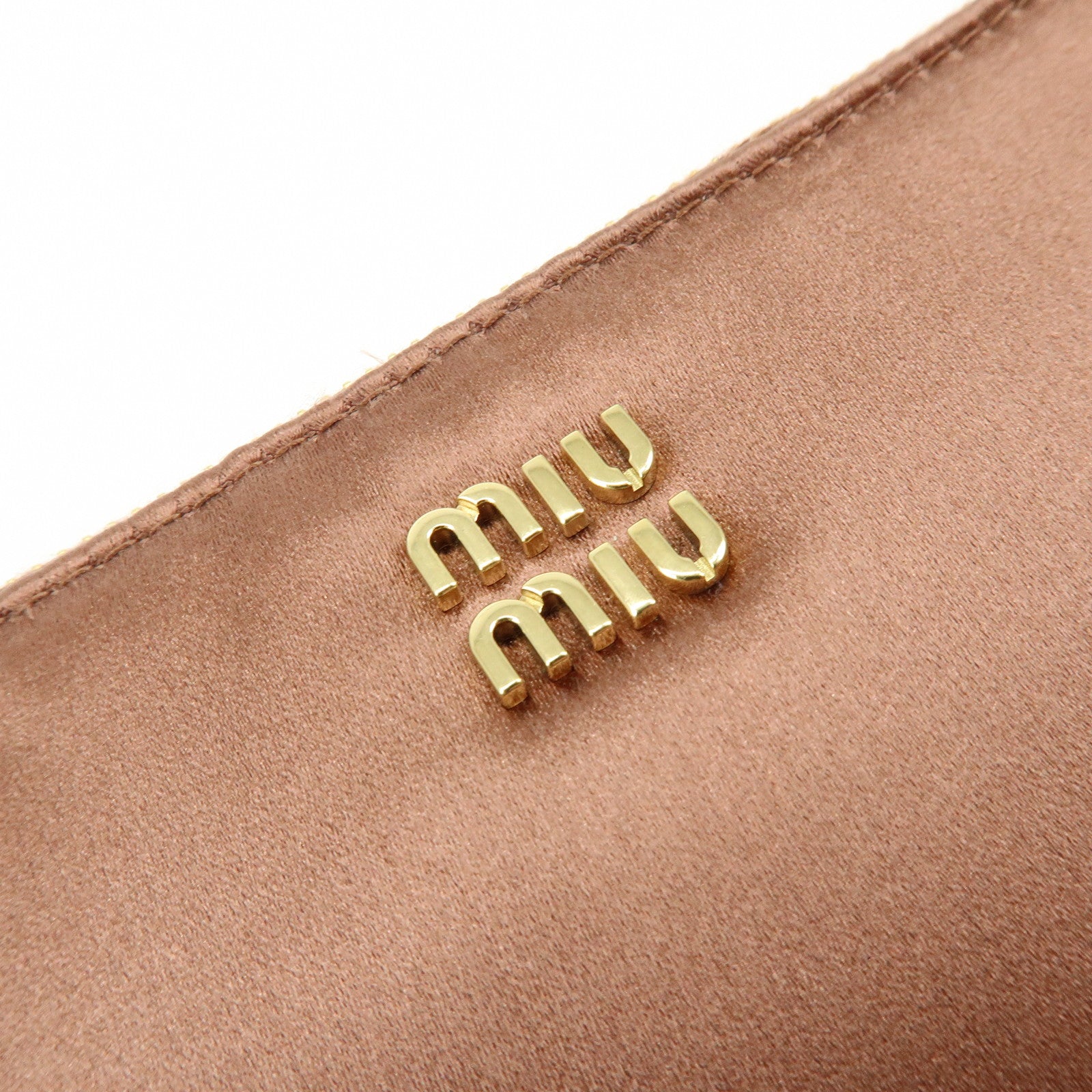 MIU MIU Logo Satin Mini Hand Bag Shoulder Bag Brown 5NI007