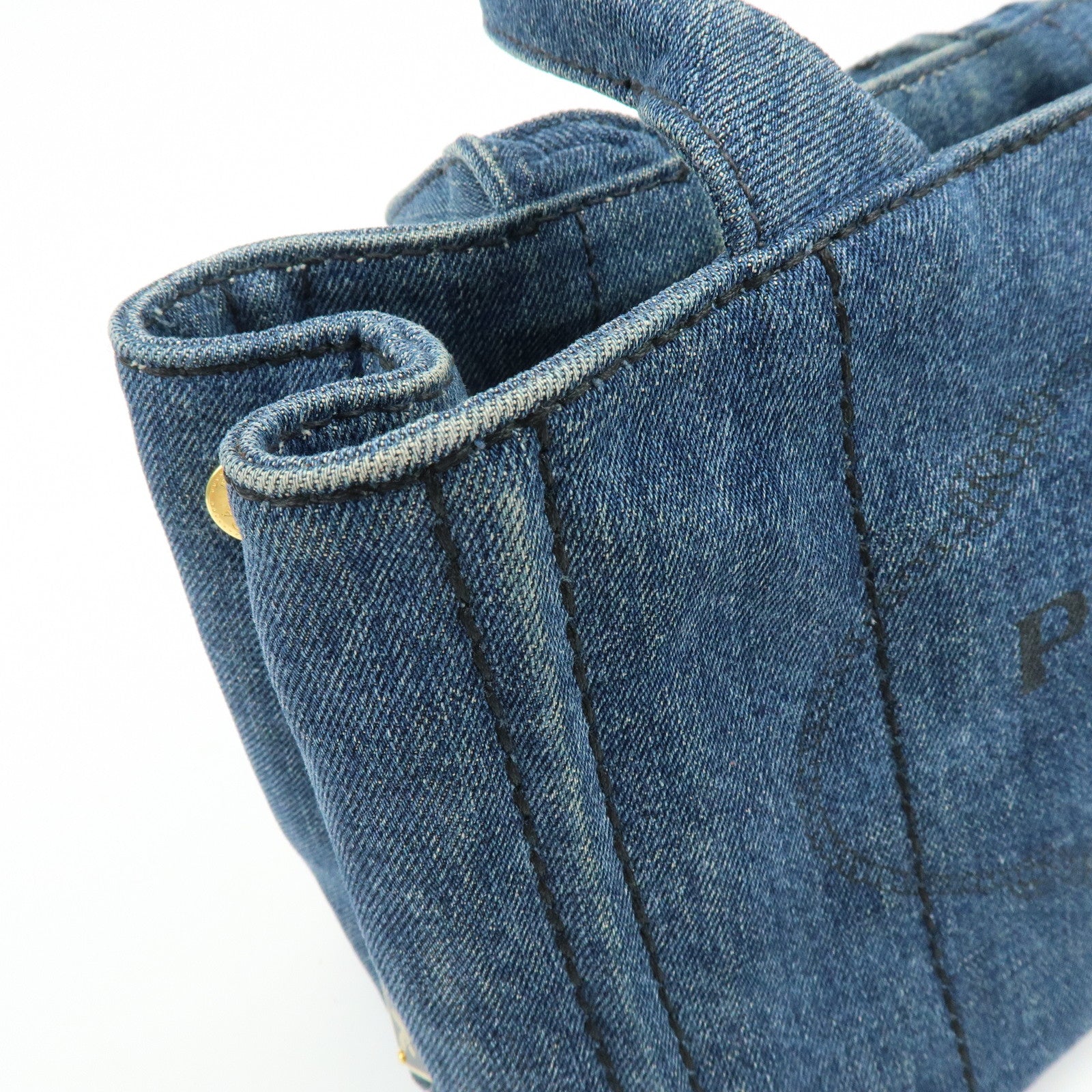 PRADA Triangle Logo Canapa Mini Canvas Denim 2Way Hand Bag 1BG439