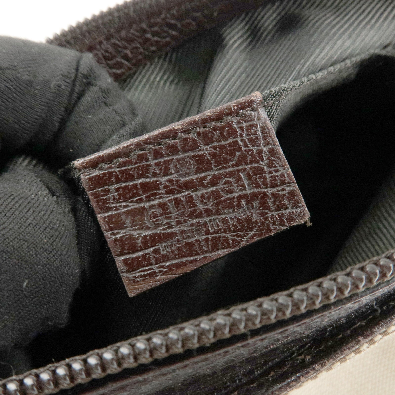 GUCCI Sherry Canvas Leather Pouch Hand Bag Beige Brown 106644 Used