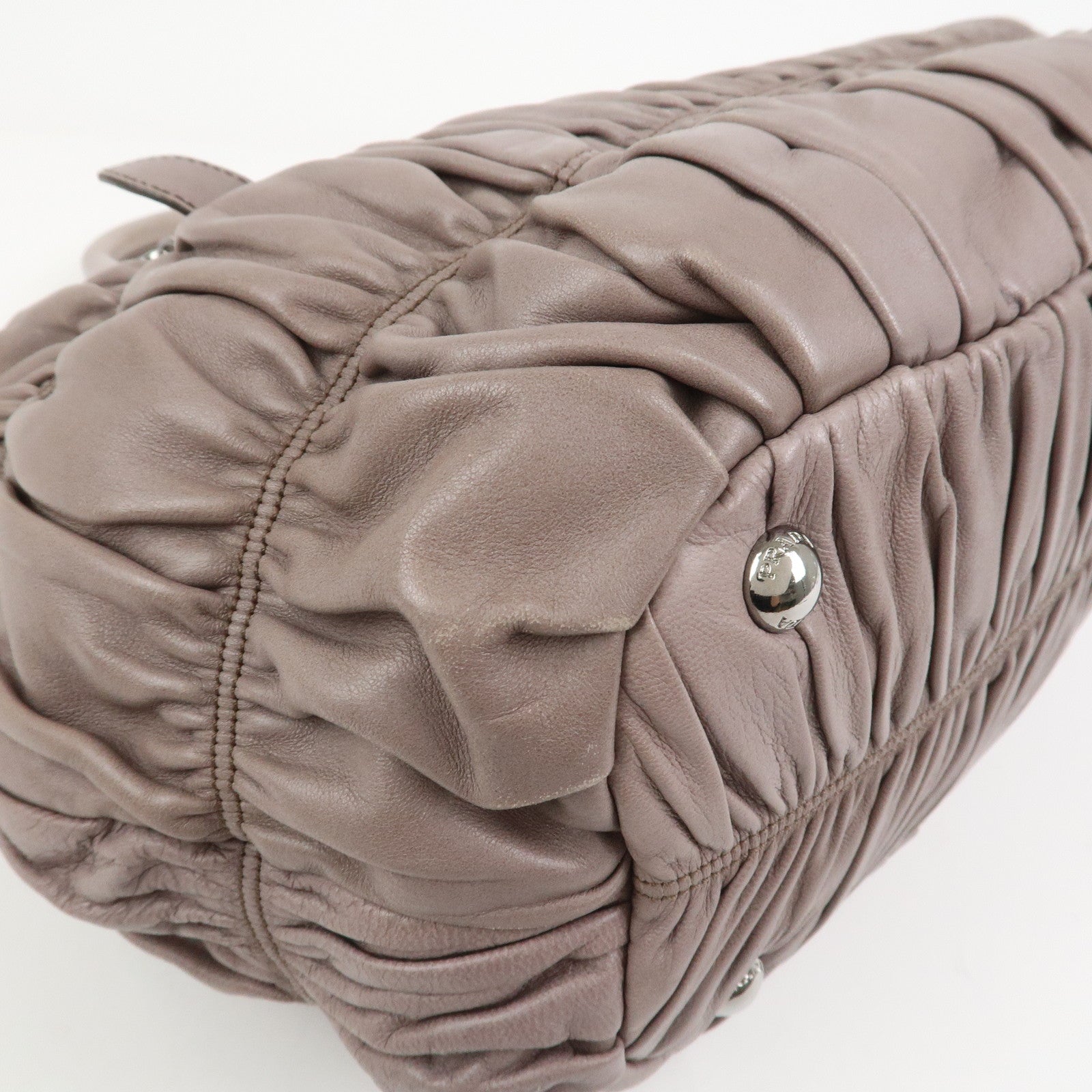 PRADA Logo Nappa Leather 2Way Bag Shoulder Bag Hand Bag Gray