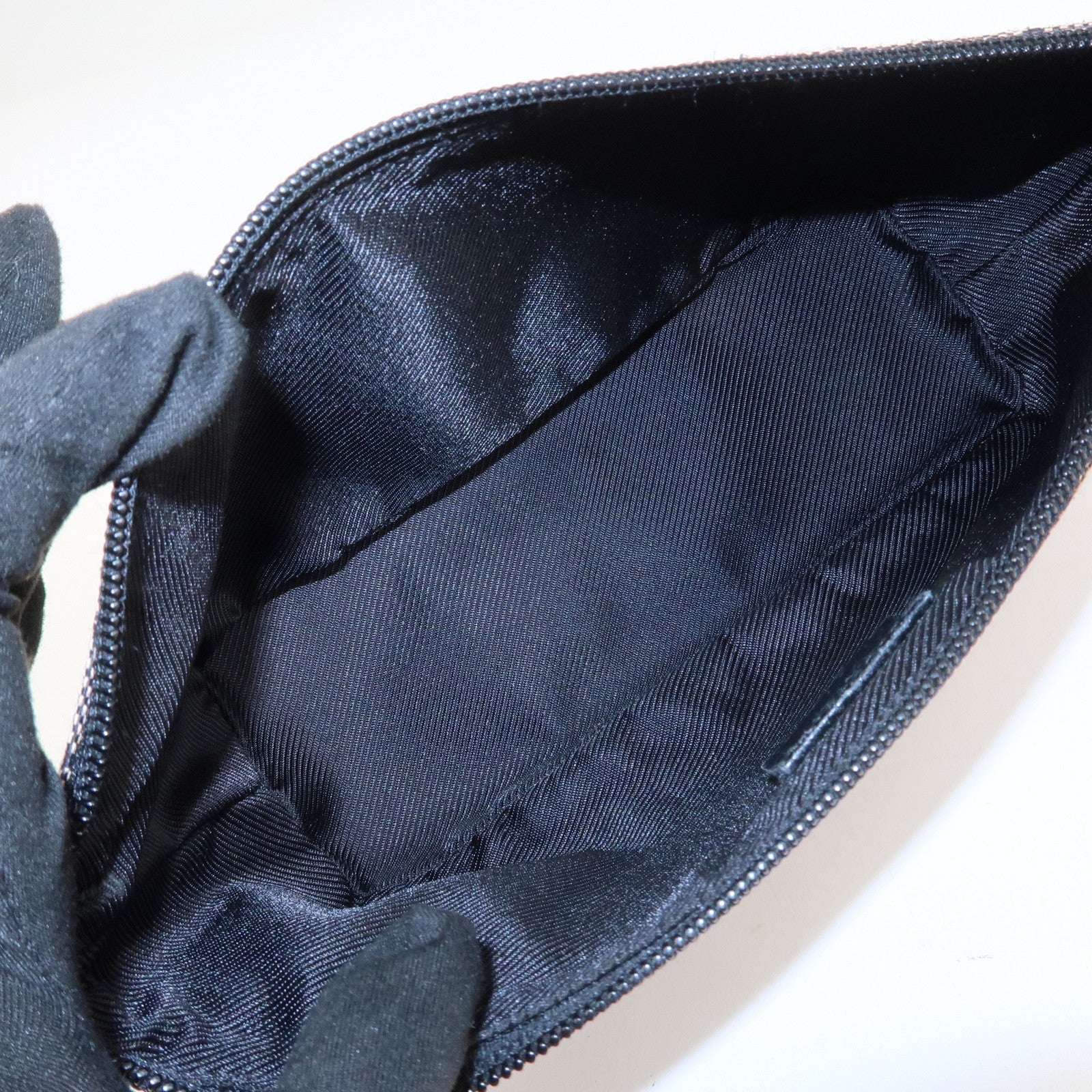 GUCCI Boat Bag GG Canvas Leather Hand Bag Beige Navy 07198