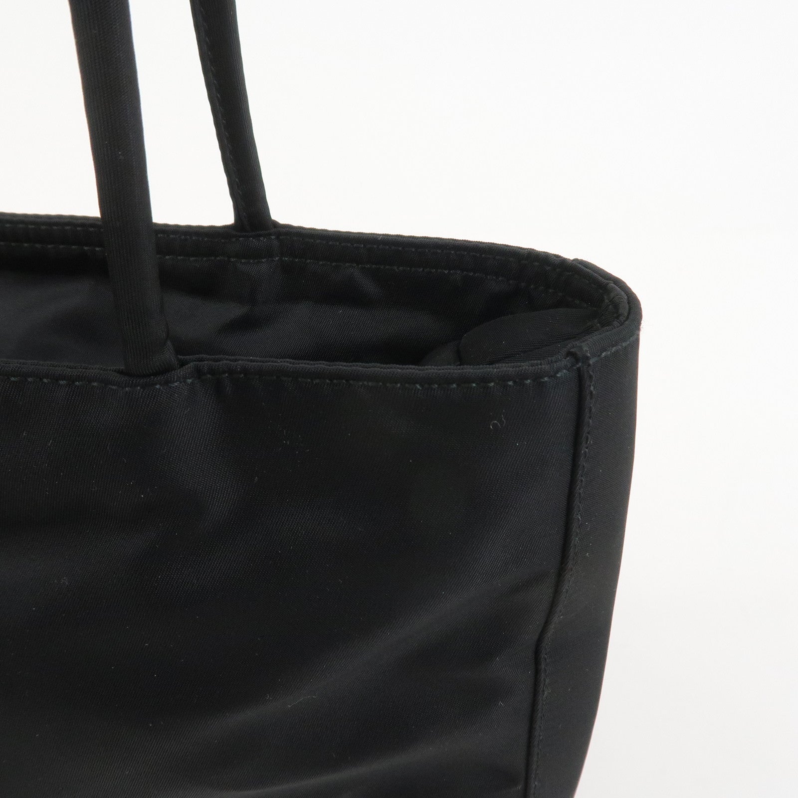 PRADA Triangle Logo Nylon Tote Bag Shoulder Bag Black