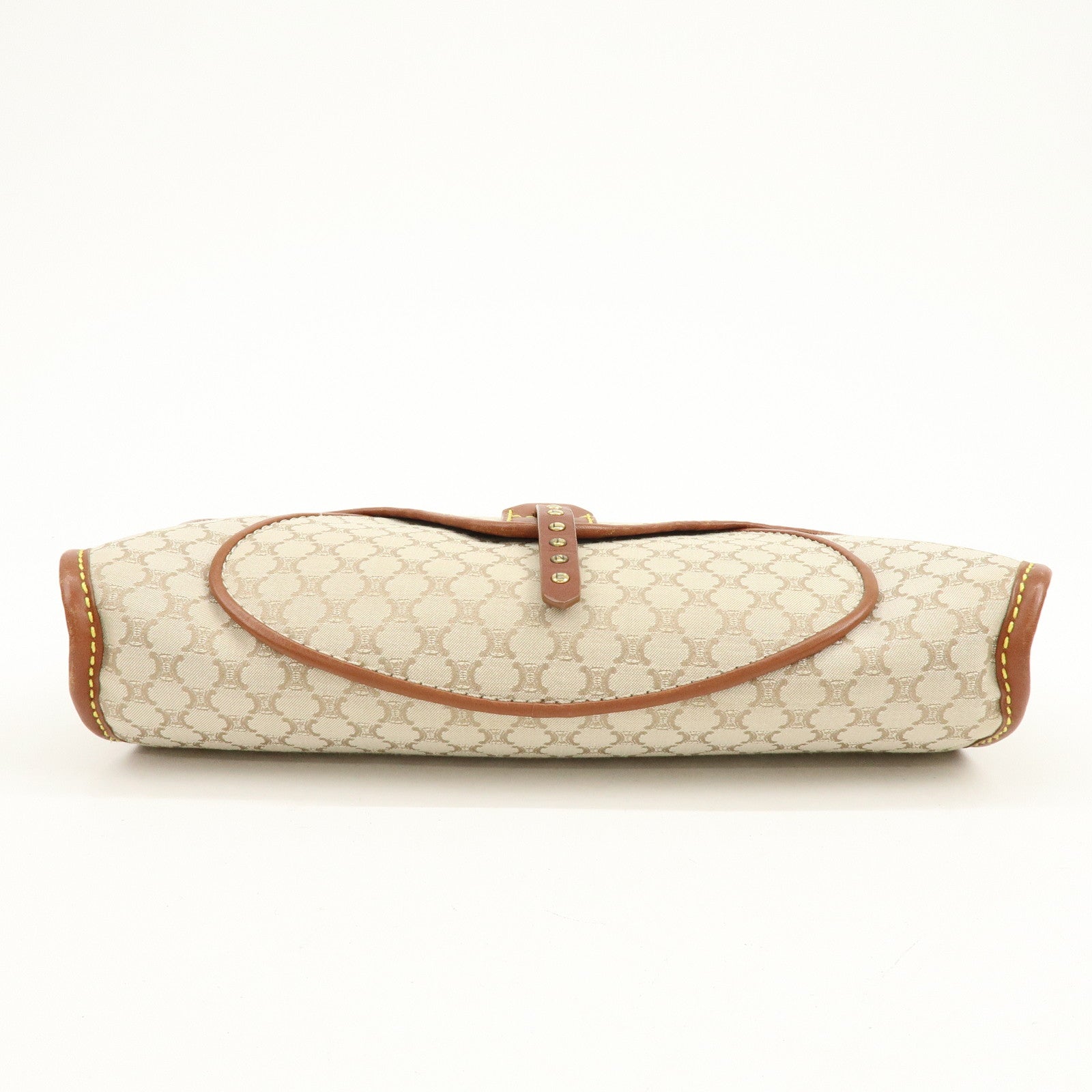 CELINE Macadam Canvas Leather Hand Bag Shoulder Bag Beige Brown