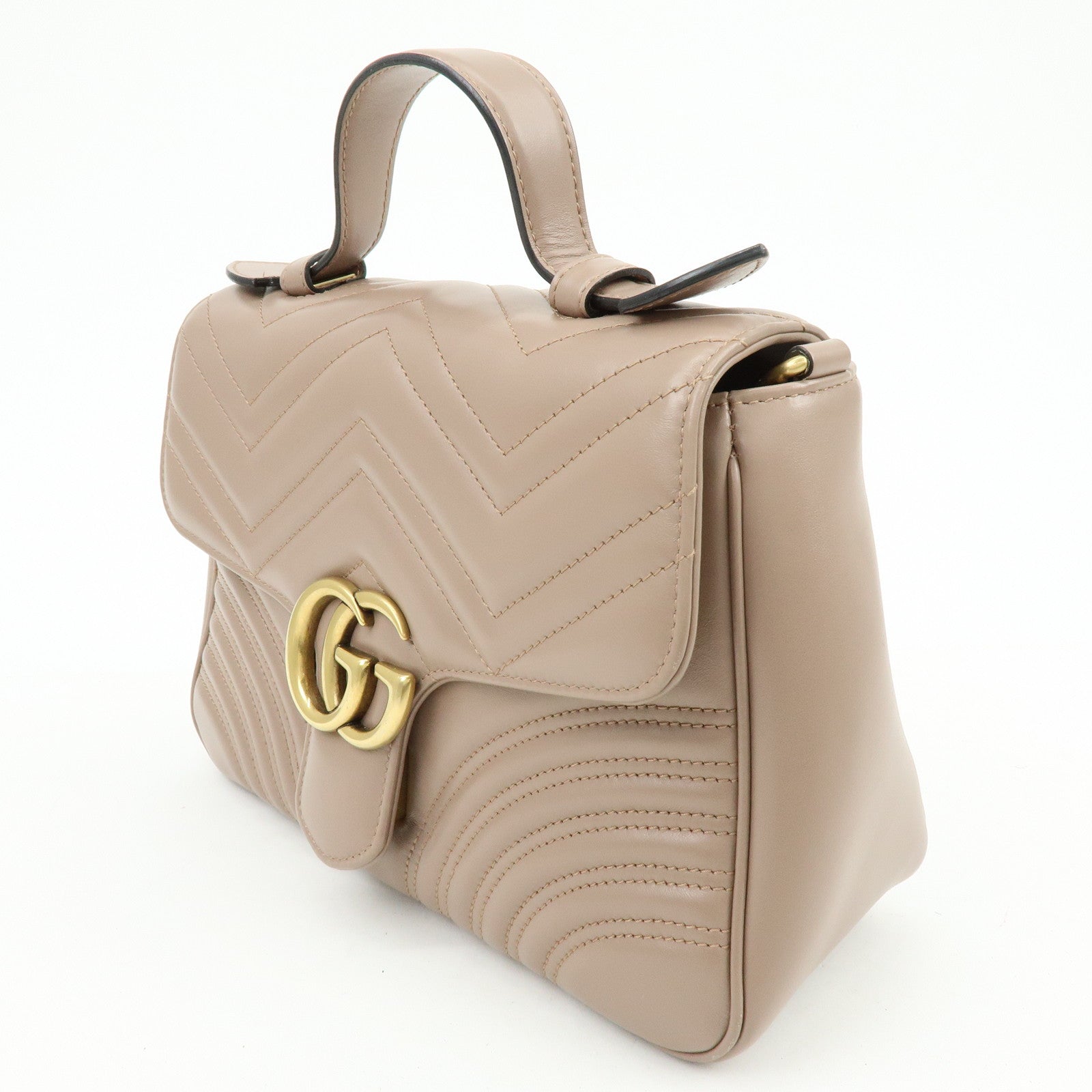 GUCCI GG Marmont 2Way Bag Hand Bag Shoulder Bag Beige 498110
