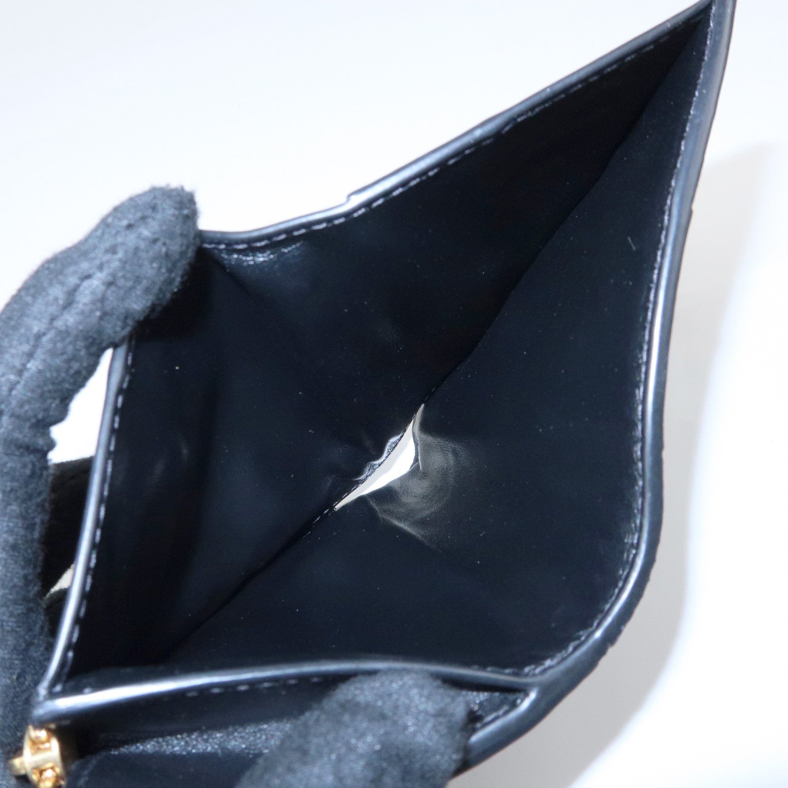 BOTTEGA VENETA Cassette Leather Small Bi-fold Comact Wallet Black