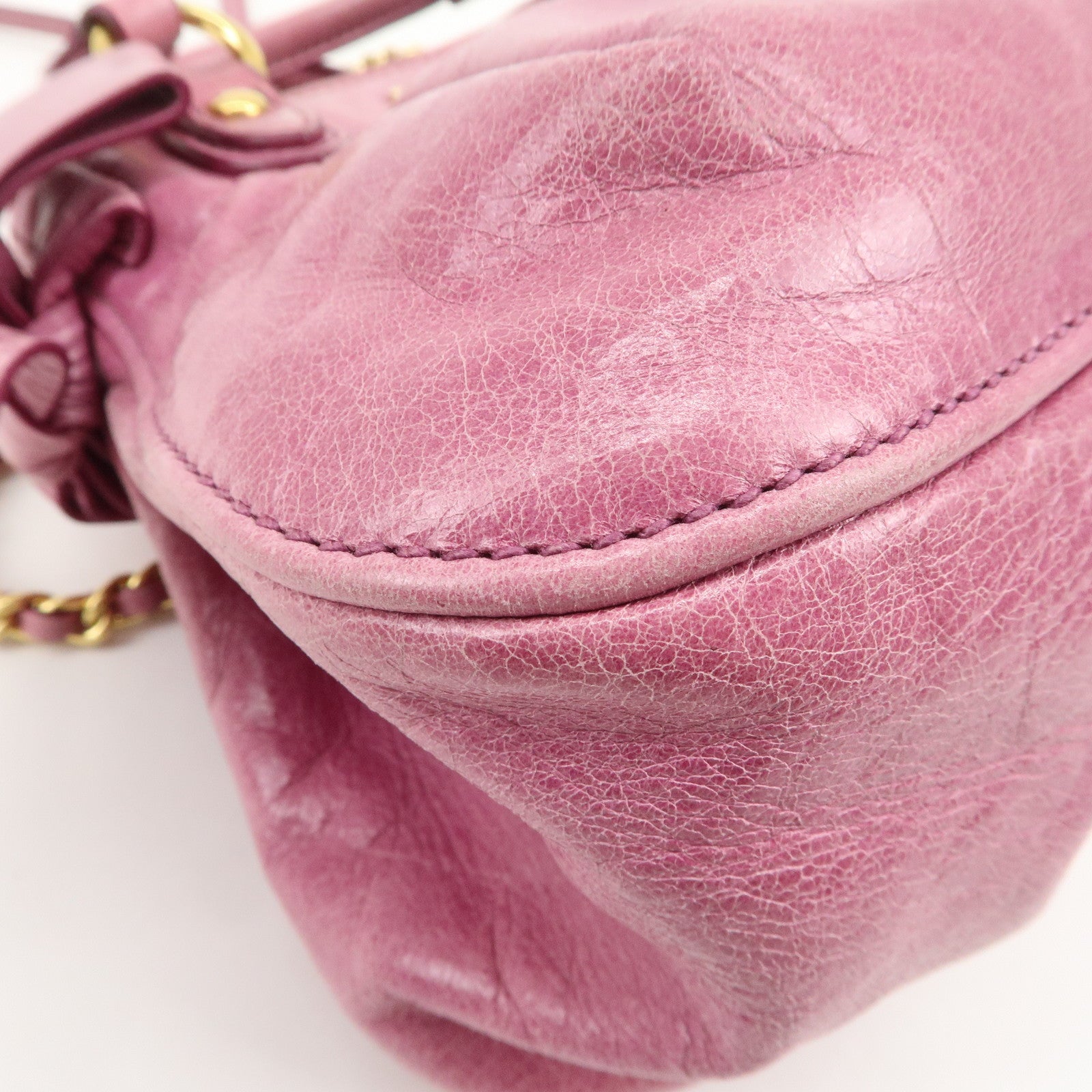MIU MIU Leather Side Ribbon 2Way Bag Hand Bag Shoulder Bag