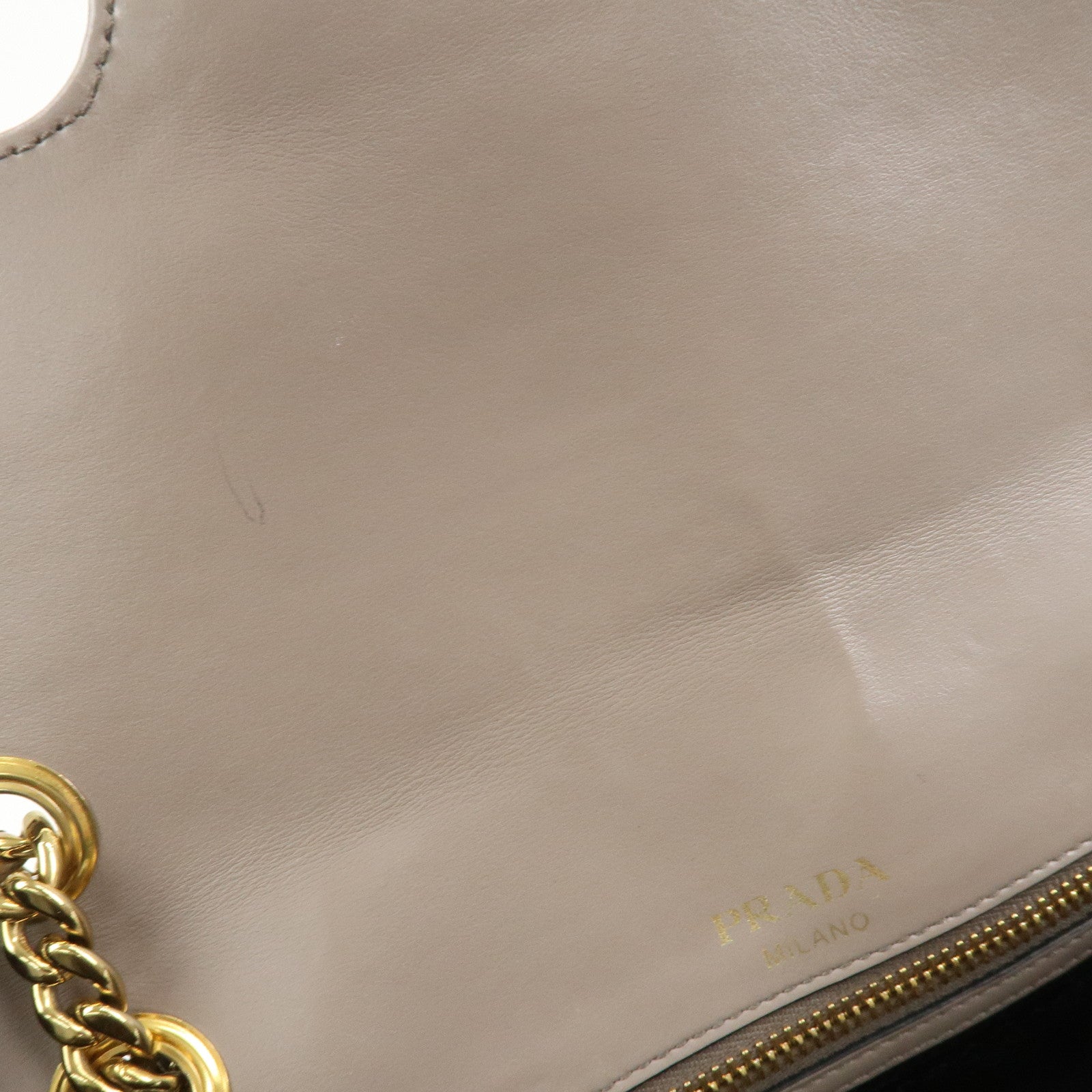 PRADA Saffiano Leather Chain Shoulder Crossbody Bag Gray 1BD193