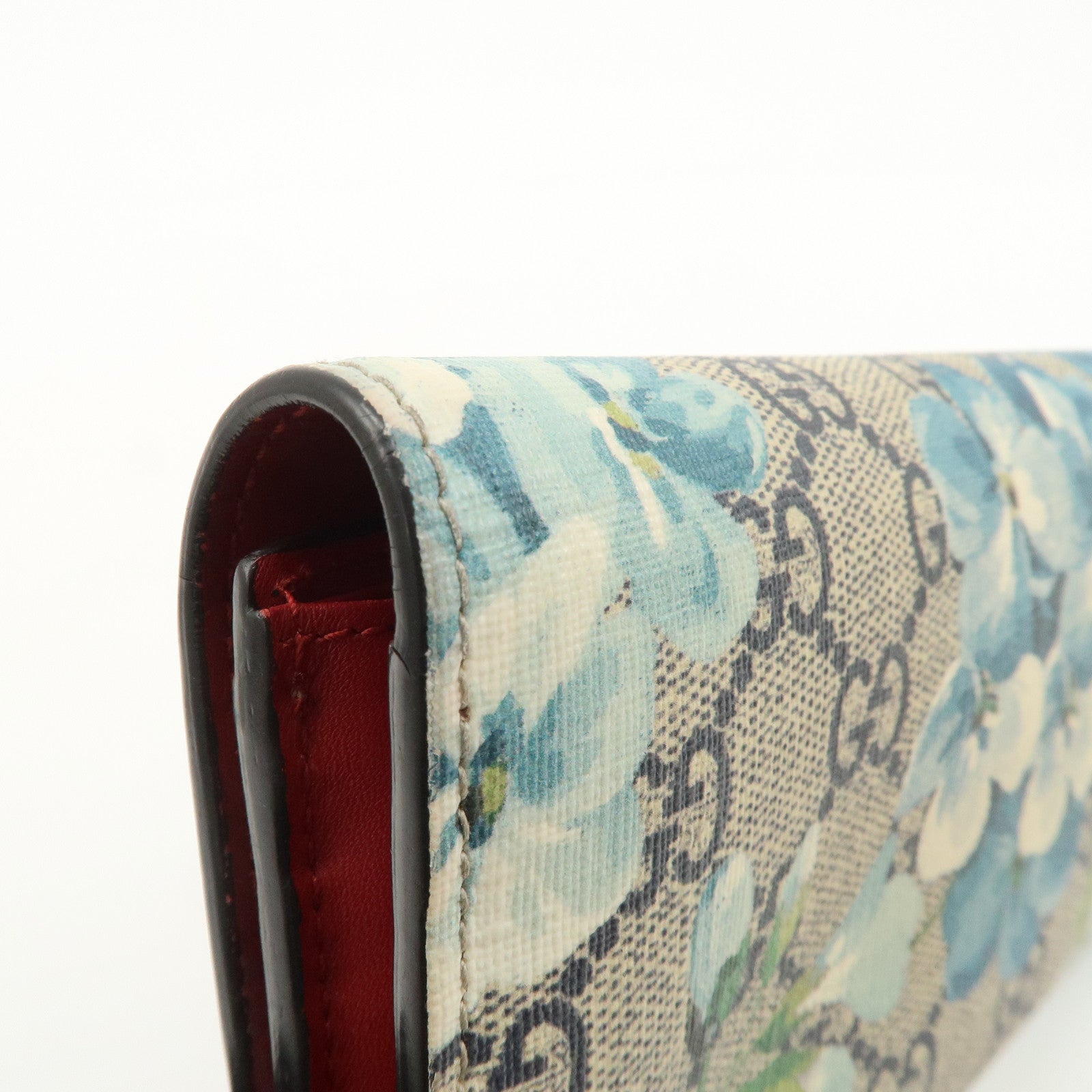 GUCCI GG Blooms GG Supreme Continental Wallet Beige Blue 404070