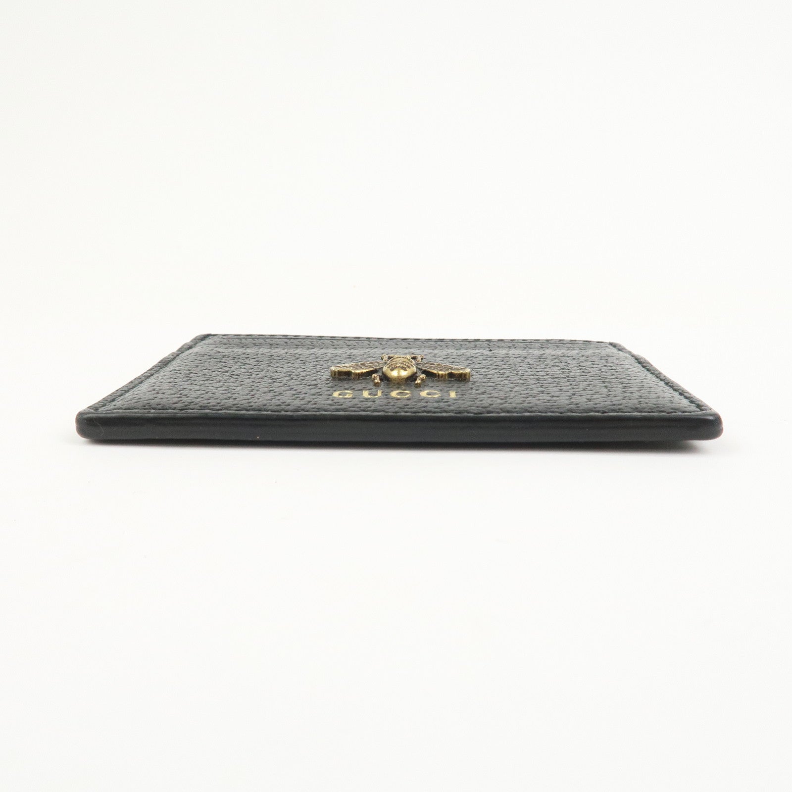 GUCCI Animalier Leather Card Case Card Holder Black 523685