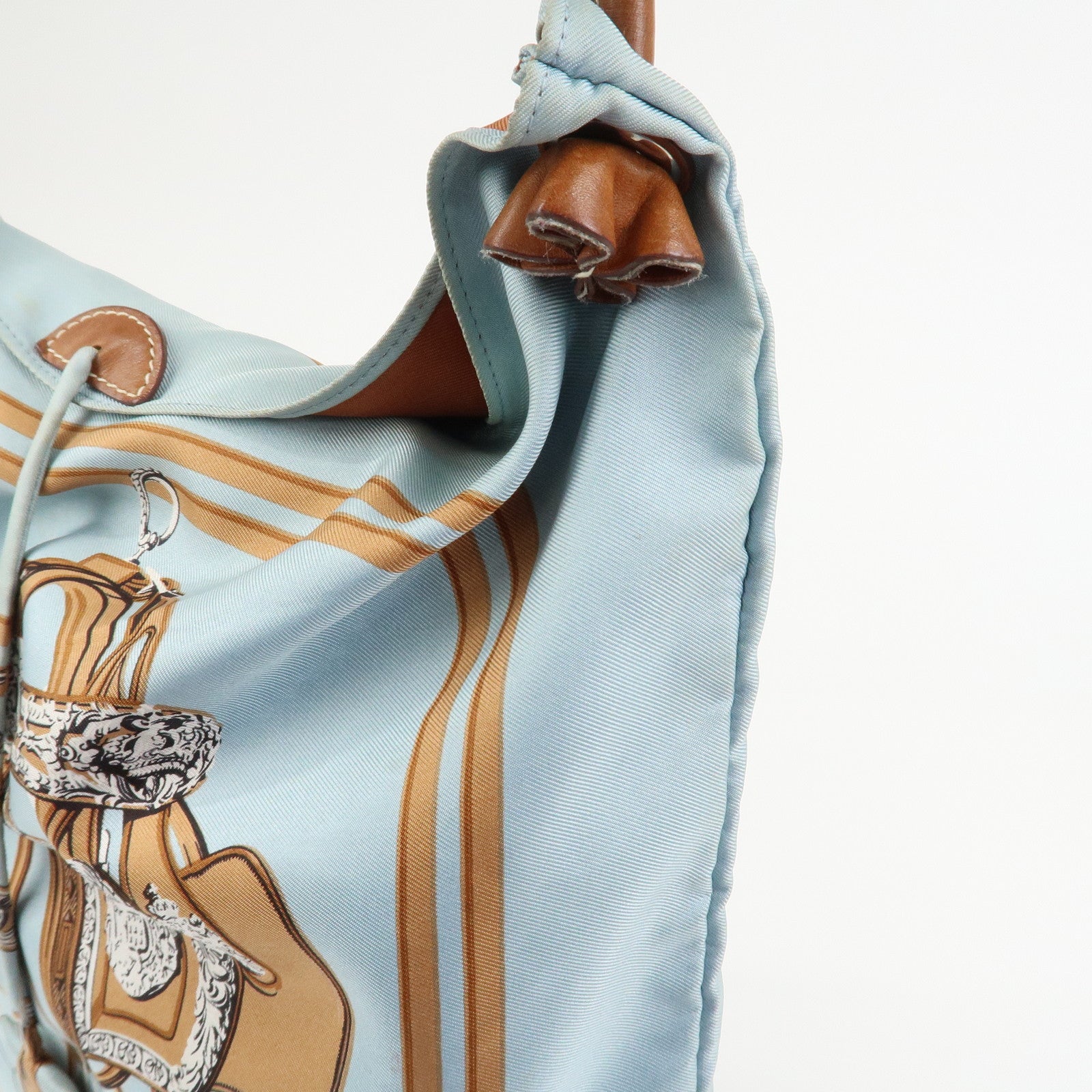 HERMES Silky City MM Canvas Leather Shoulder Bag BRIDES de GALA