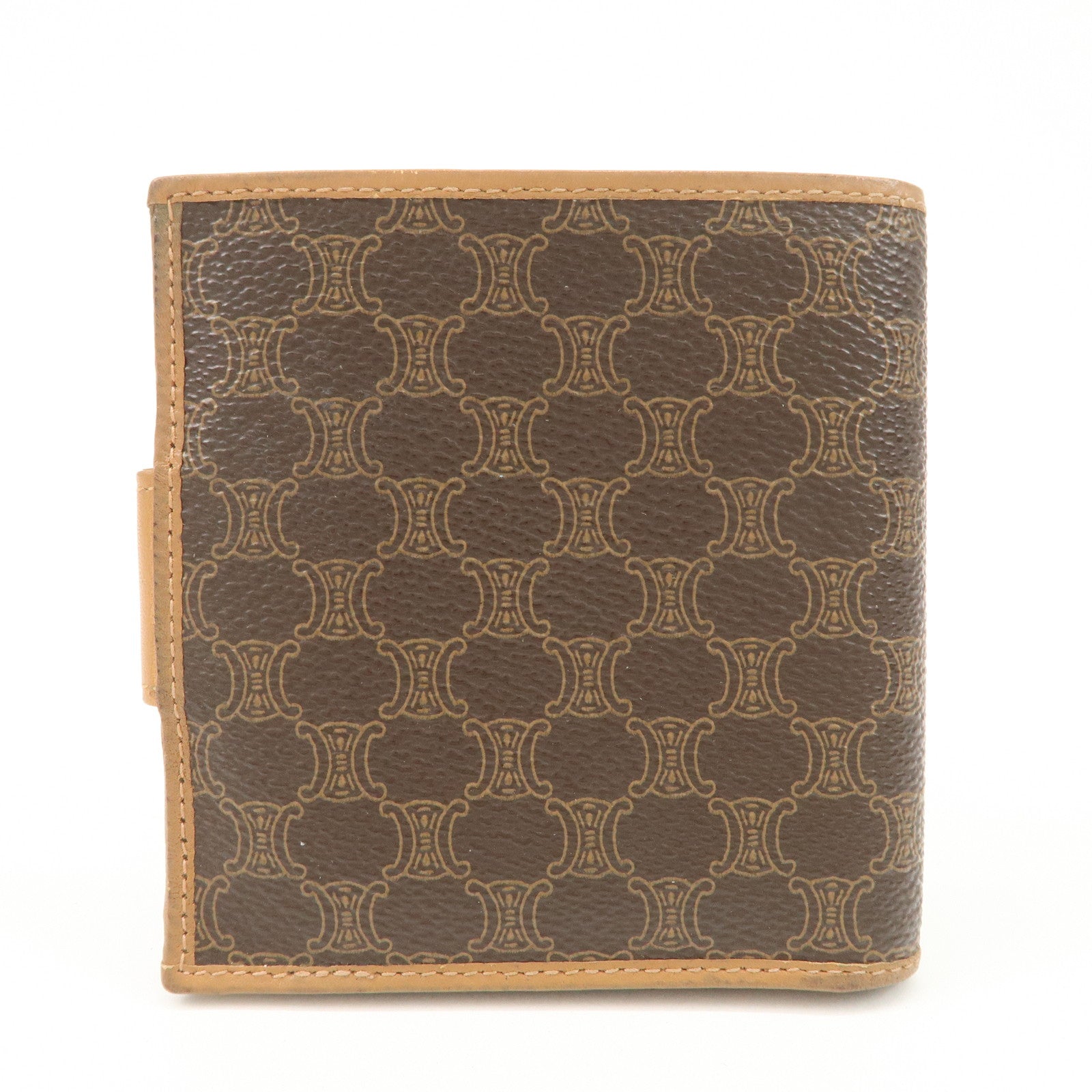 CELINE Macadam PVC Leather Bi-Fold Compact Wallet Brown