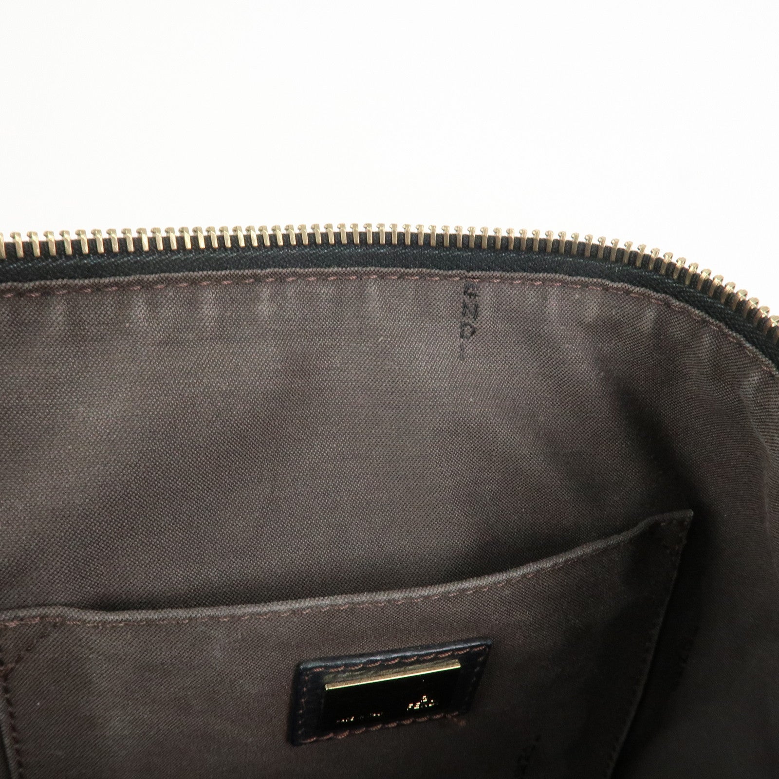 FENDI Zucchino Canvas Leather Shoulder Crossbody Bag Black 8BT090