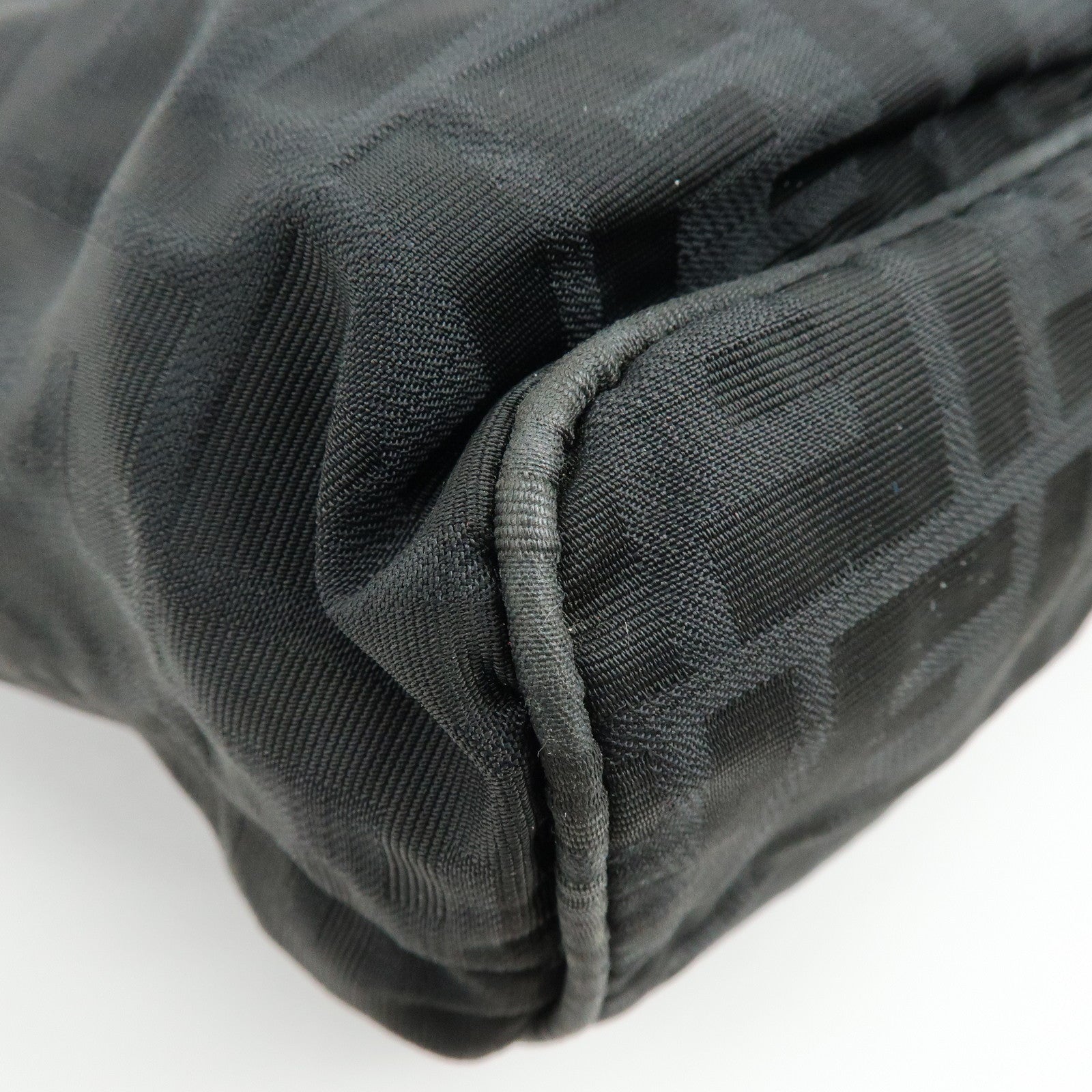 FENDI Zucca Canvas Leather Tote Bag Shoulder Bag Black 15785