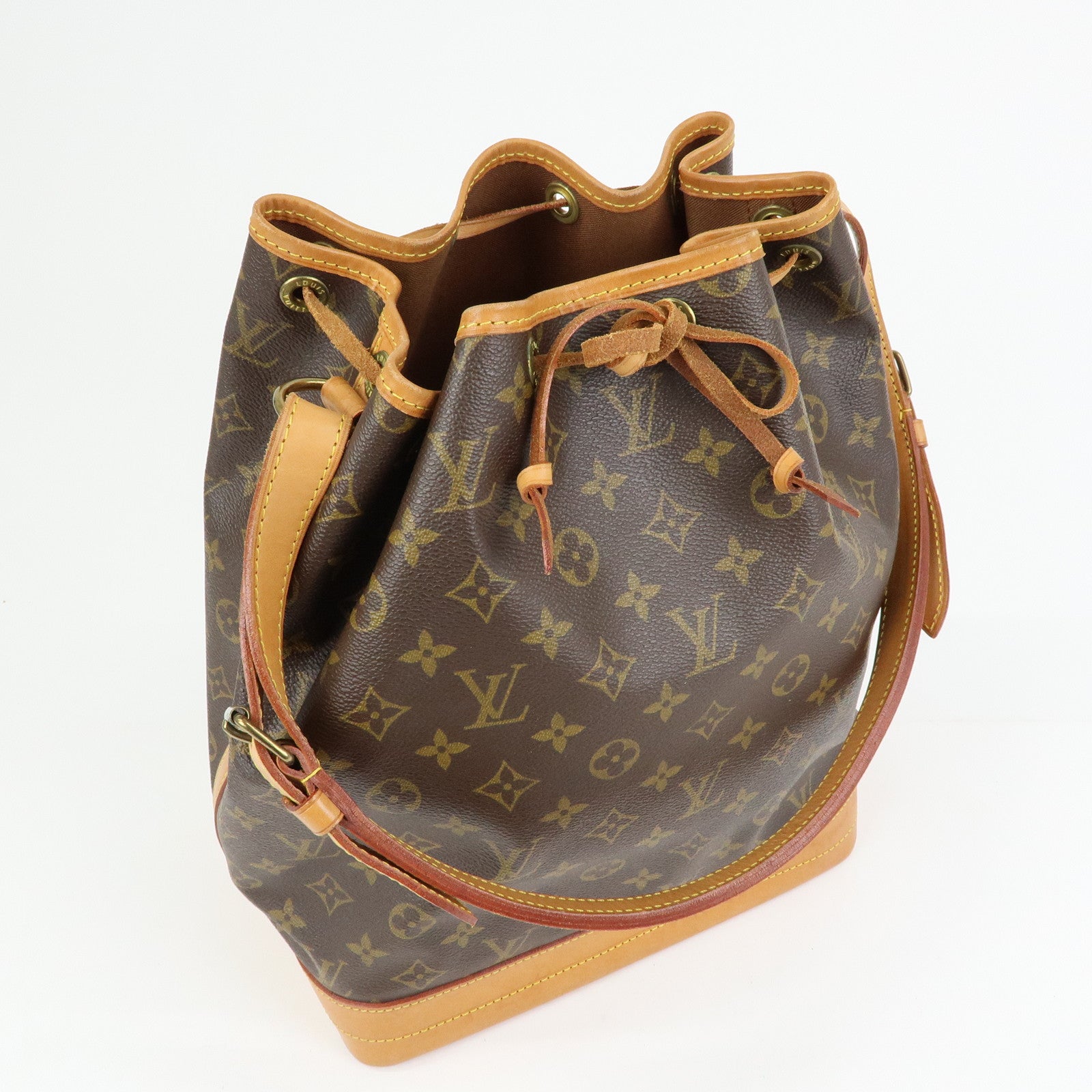Louis Vuitton Monogram Canvas Leather Noe Shoulder Bag Brown M42224