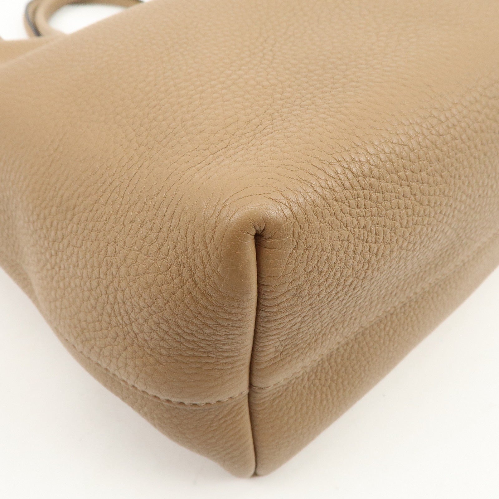 PRADA Logo Leather 2Way Bag Tote Bag Shoulder Bag Brown 1BG865