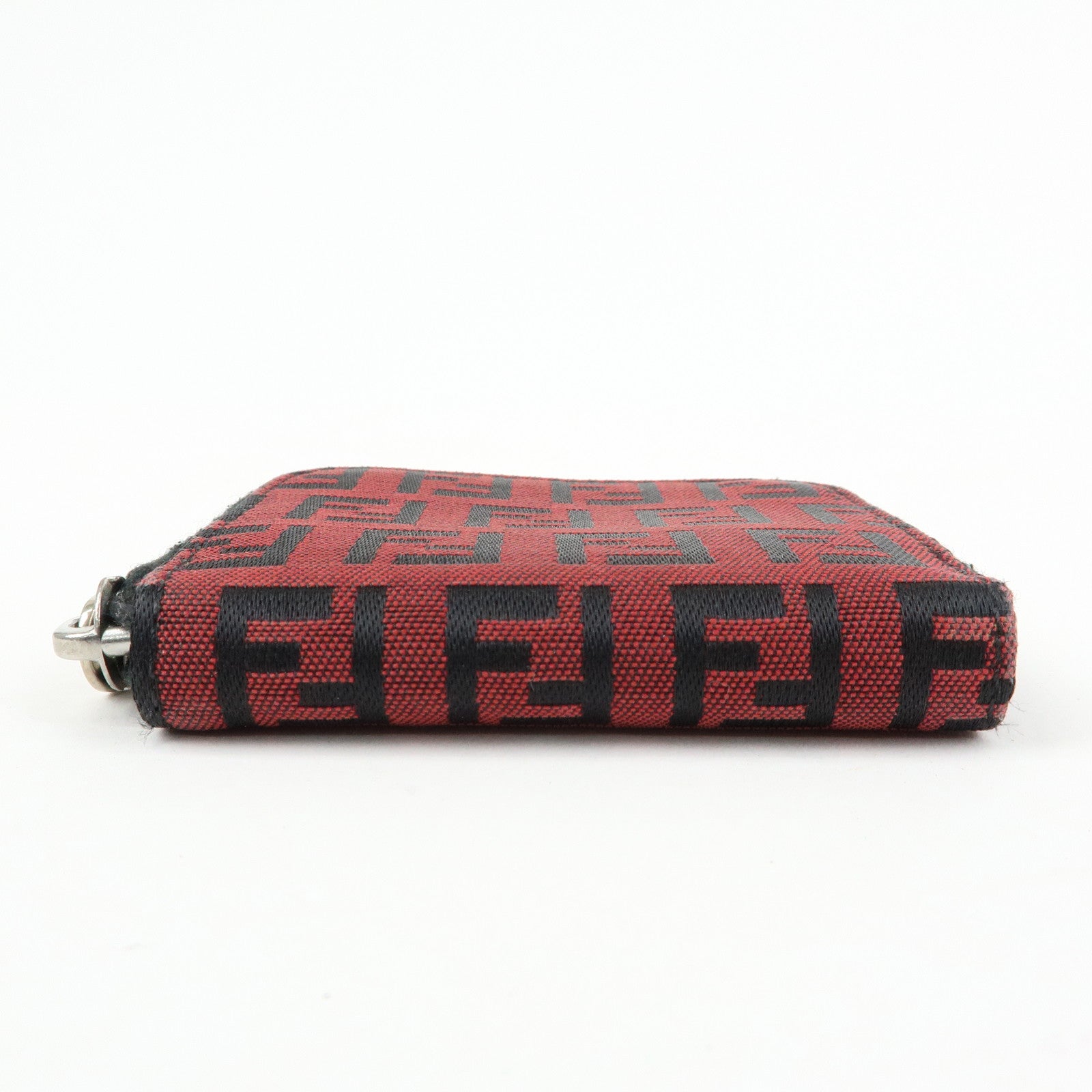 FENDI Zucchino Canvas Coin Case Coin Purse Red