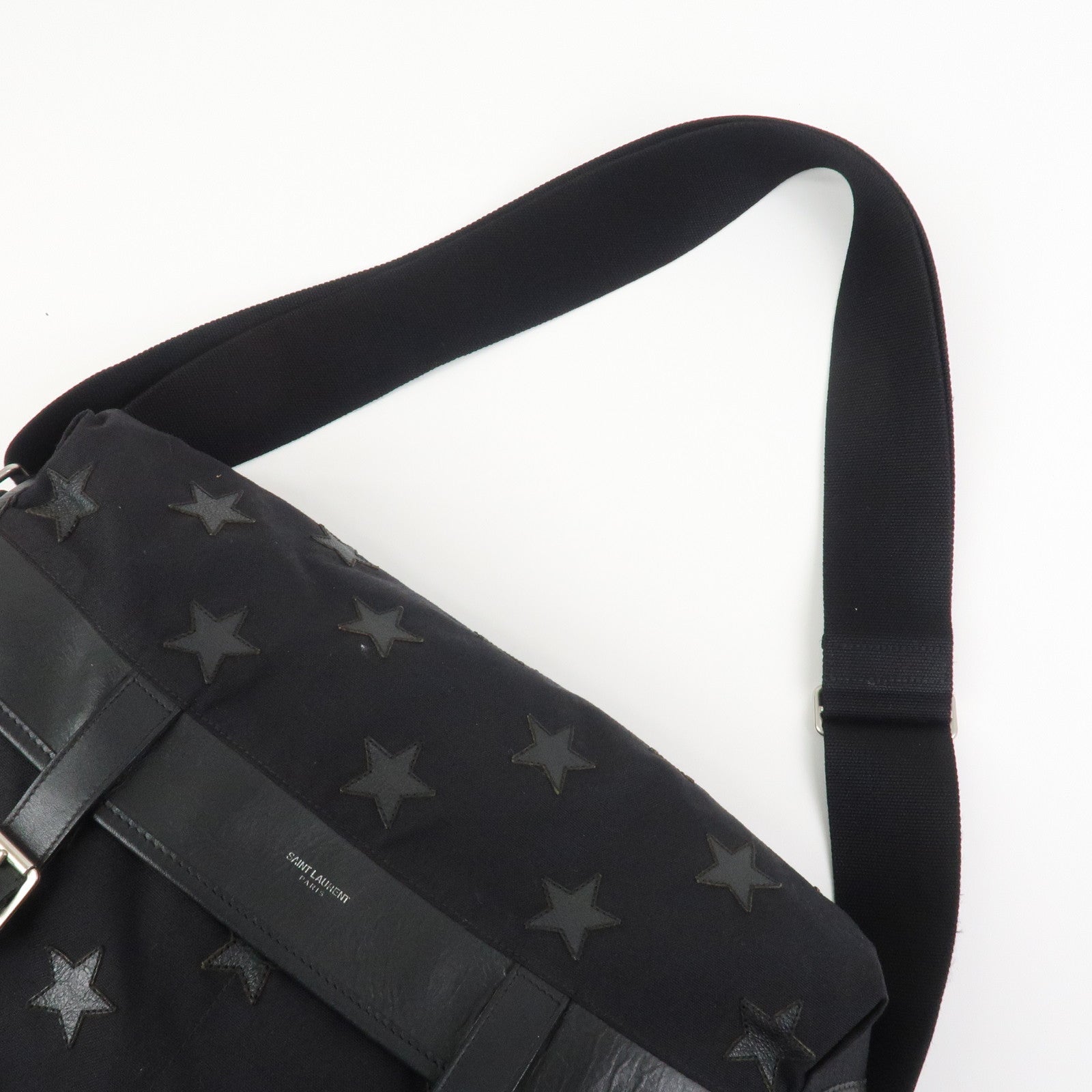 SAINT LAURENT PARIS Canvas Leather Crossbody Shoulder Bag Star