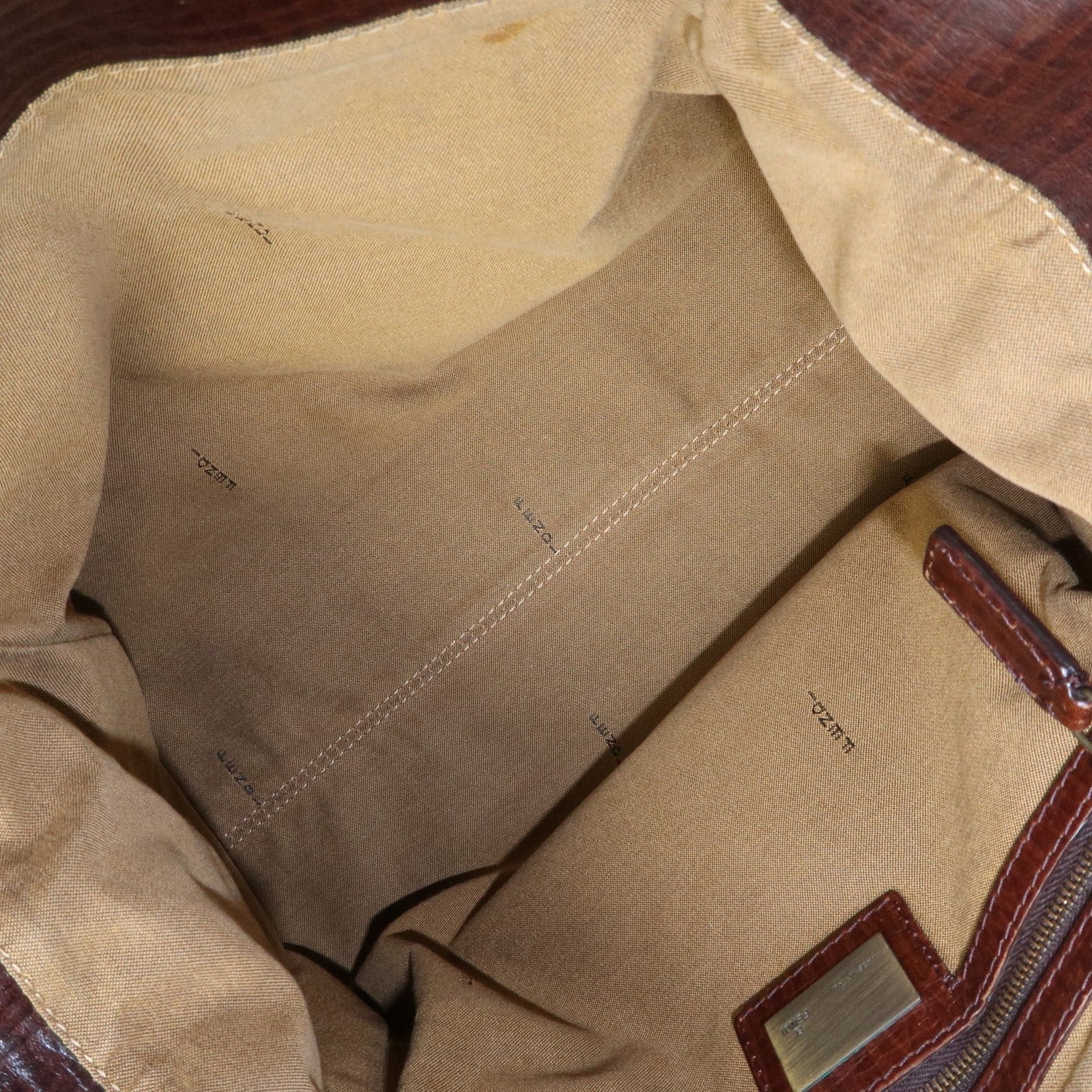 FENDI Ethnico Zucca Canvas Leather Tote Bag Shoulder Bag 8BN157