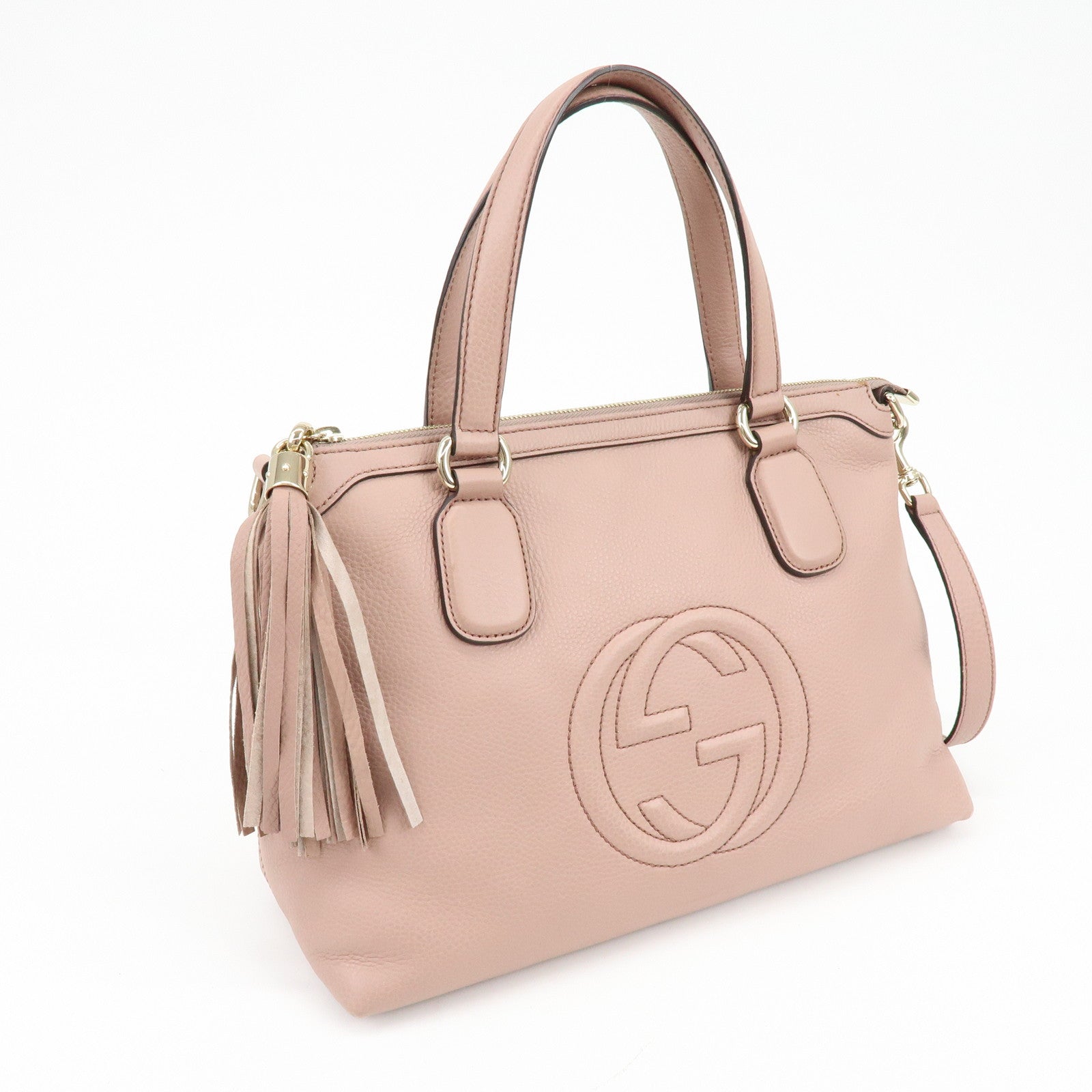 GUCCI SOHO Interlocking G Leather 2Way Hand Bag Pink 308362