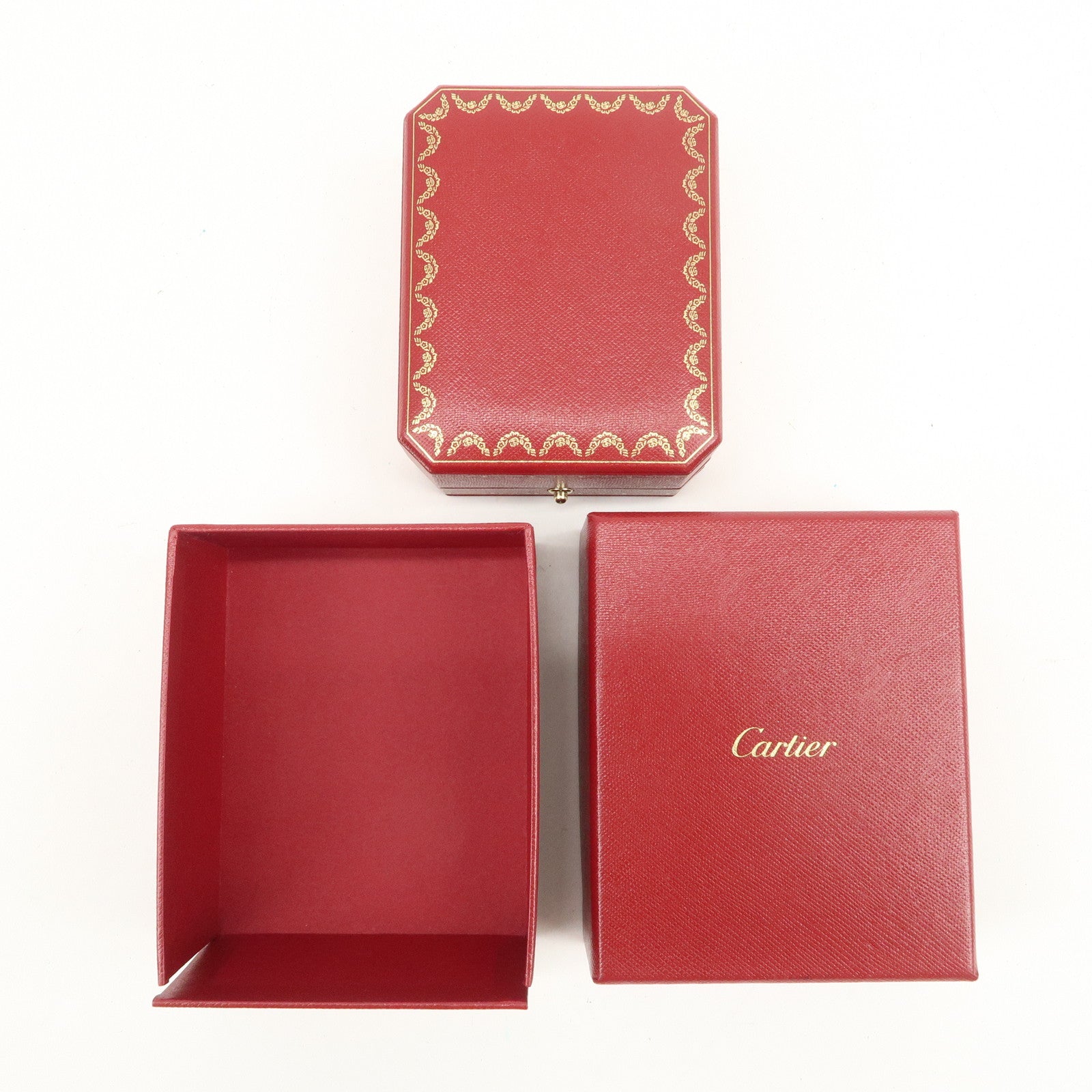 Cartier Set of 2 Pair Jewelry Box Ring Box Display Box Red