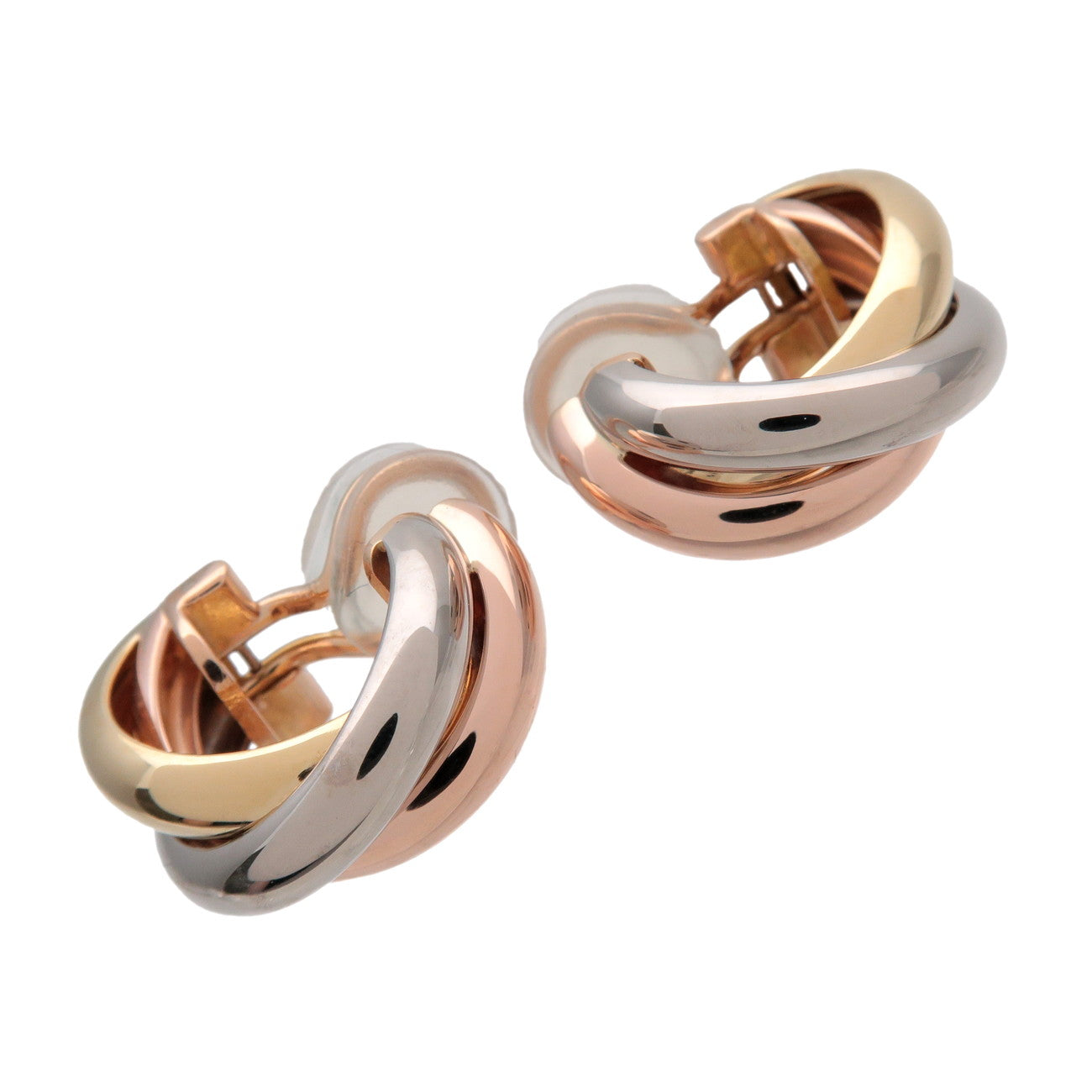 Cartier Trinity Clip On Earrings K18 750 Yellow Rose White Gold
