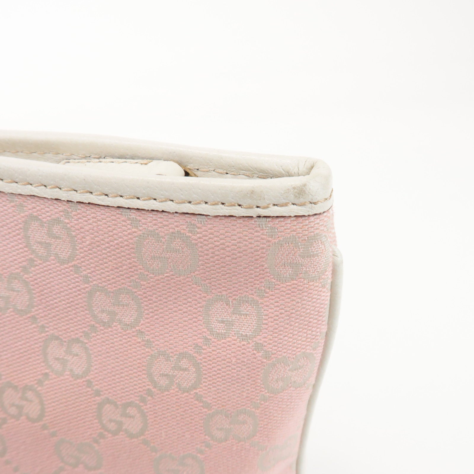 GUCCI Sherry GG Canvas Leather Shoulder Bag Pink 144388