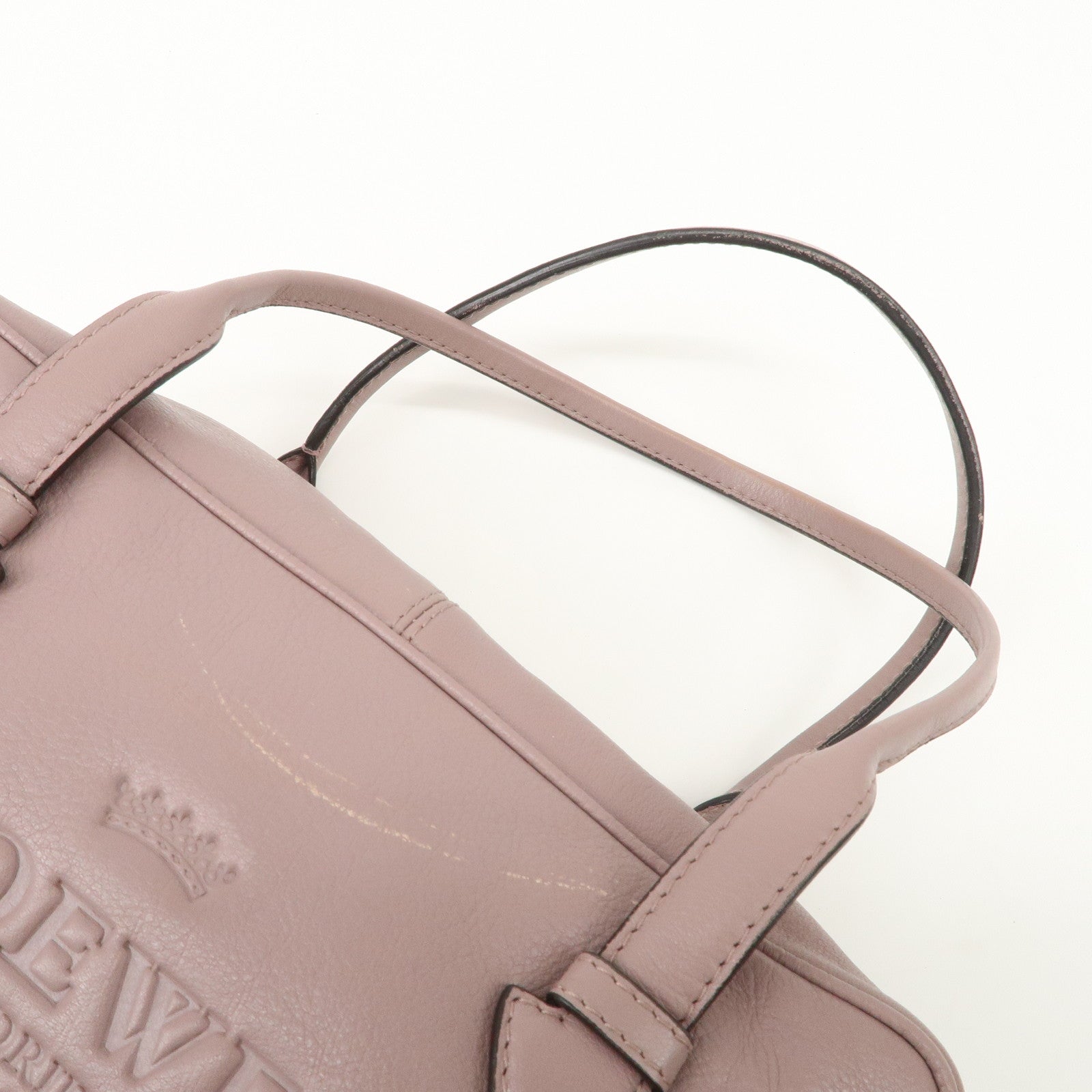 LOEWE Heritage Leather Mini Boston Bag Hand Bag Lavender Used