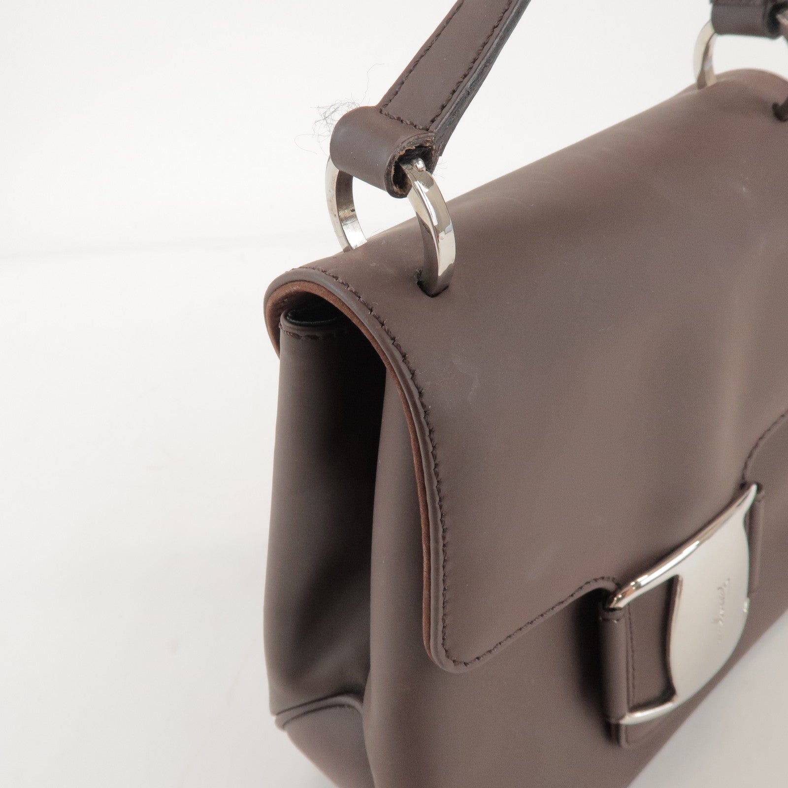 Ferragamo Vara Leather Shoulder Bag Crossbody Bag Brown
