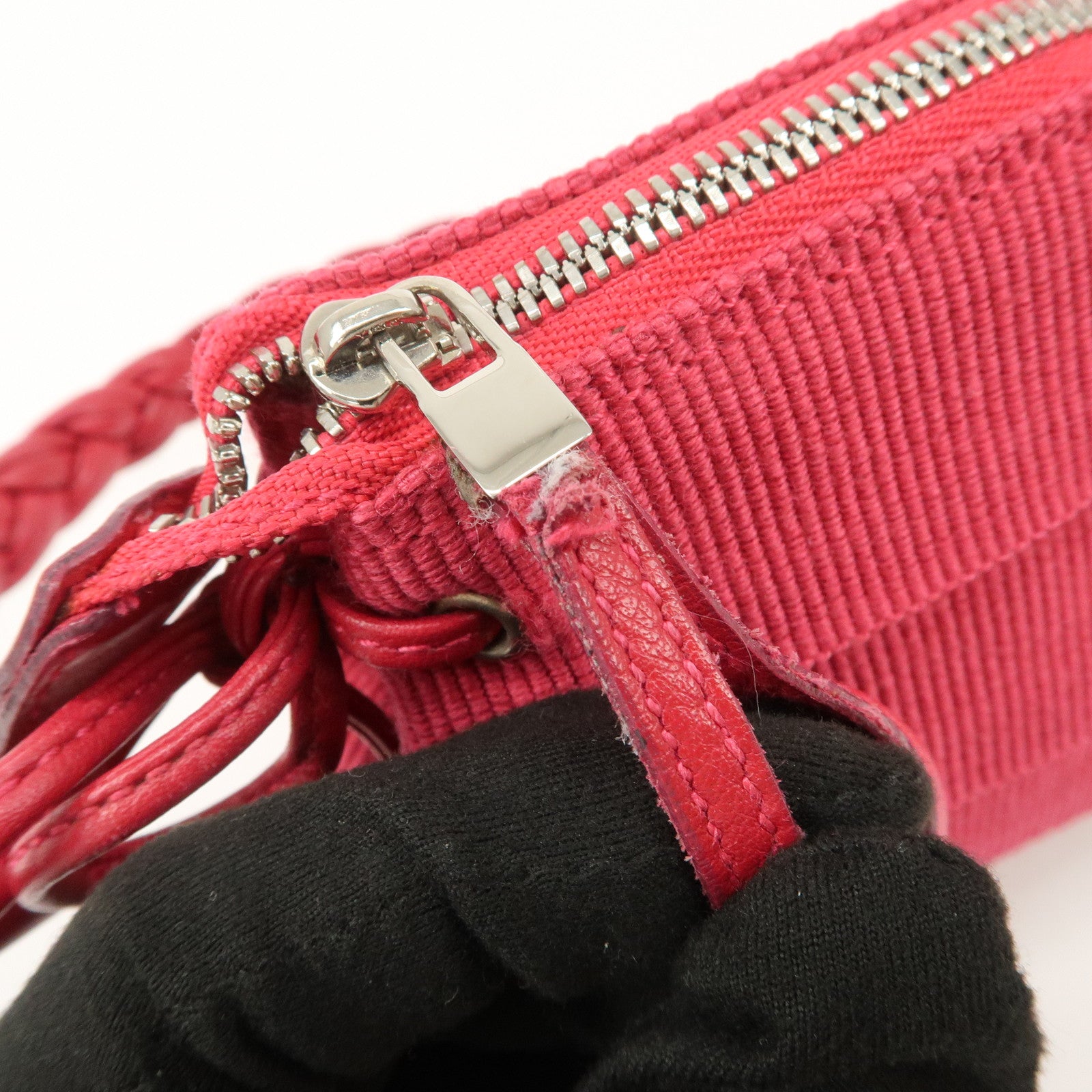 Ferragamo Logo Canvas Leather Shoulder Bag Hand Bag Pink