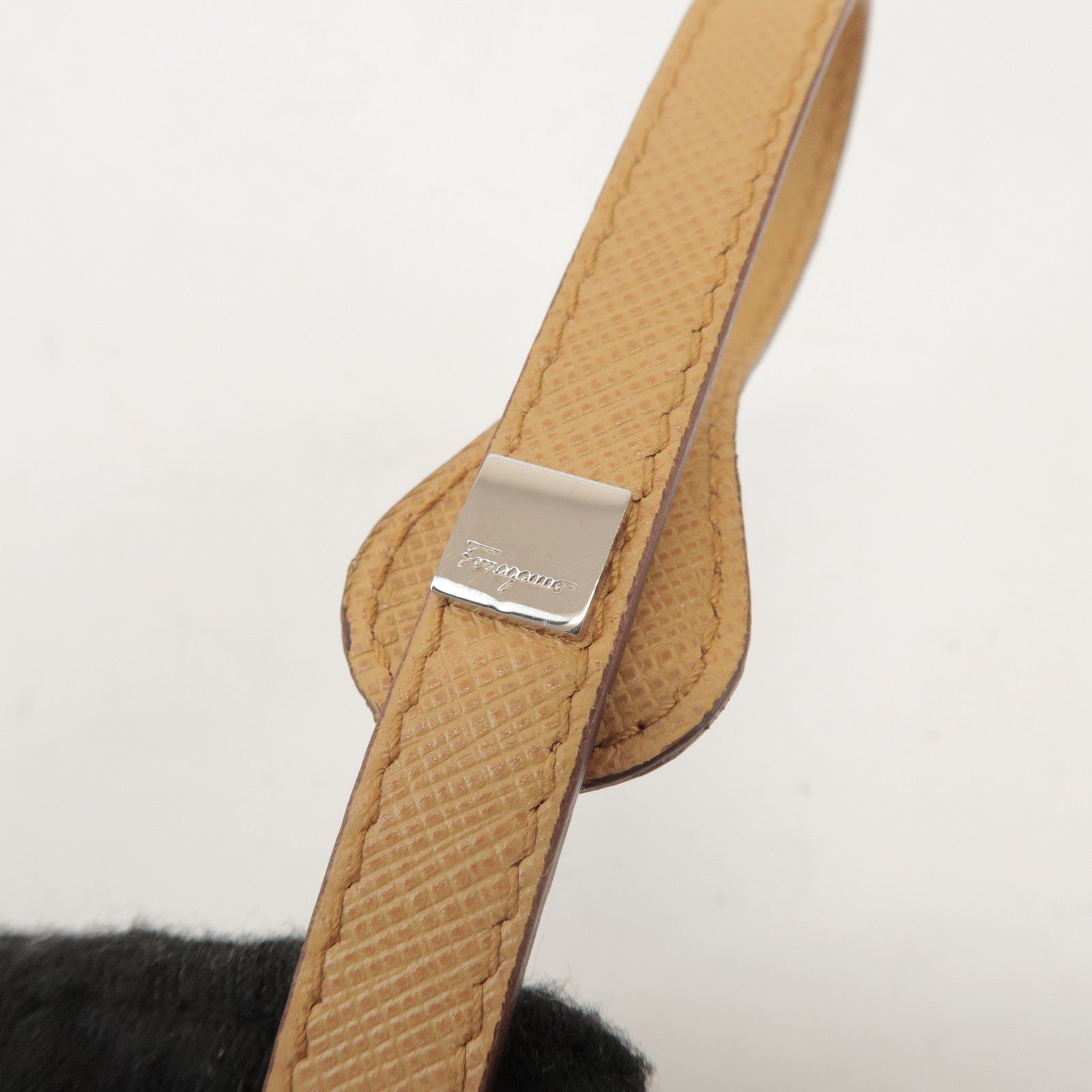 Ferragamo Gancini Leather Bag Charm Key Charm Beige