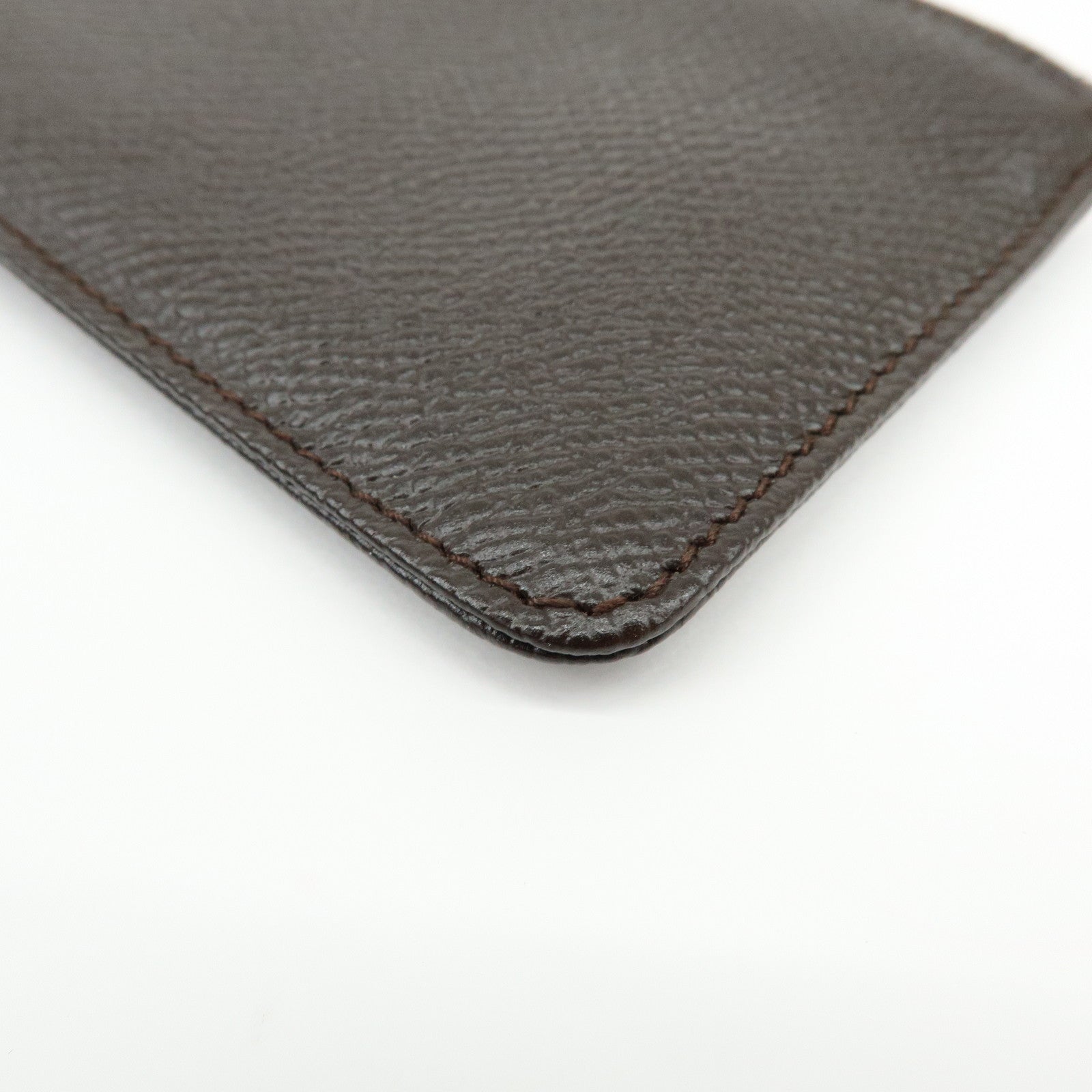 BVLGARI Leather Coin Case Coin Purse Key Chain Dark Brown