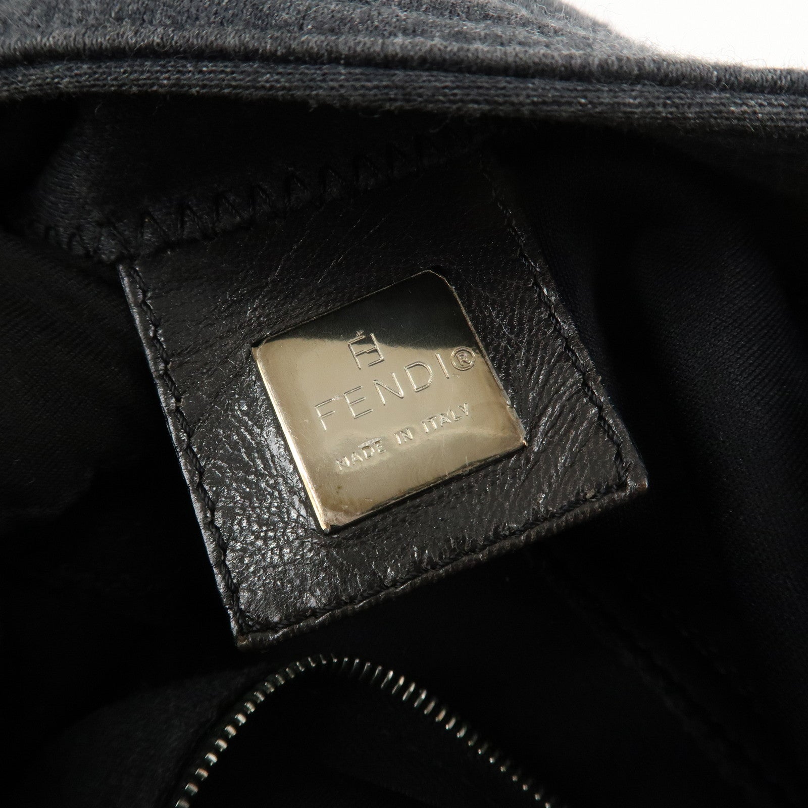 FENDI Mamma Baguette Cotton Shoulder Bag Hand Bag Gray 26325