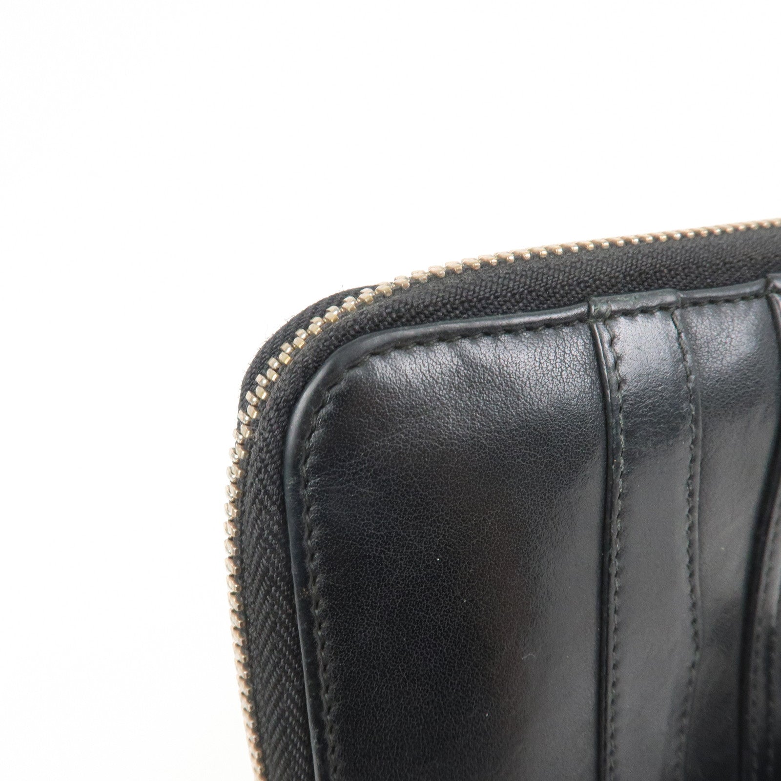 BVLGARI B-zero 1 Leather Zip Around Bi-fold Long Wallet Black