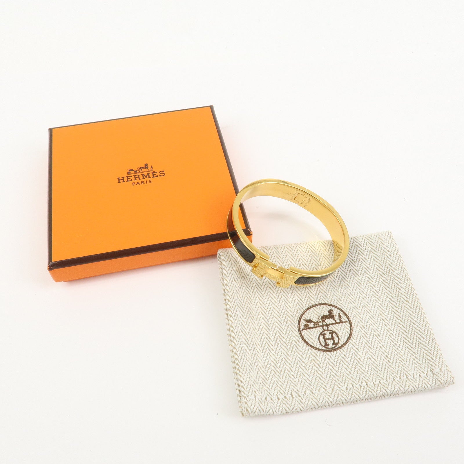 HERMES Clic Clac PM Metal Bracelet Black Gold