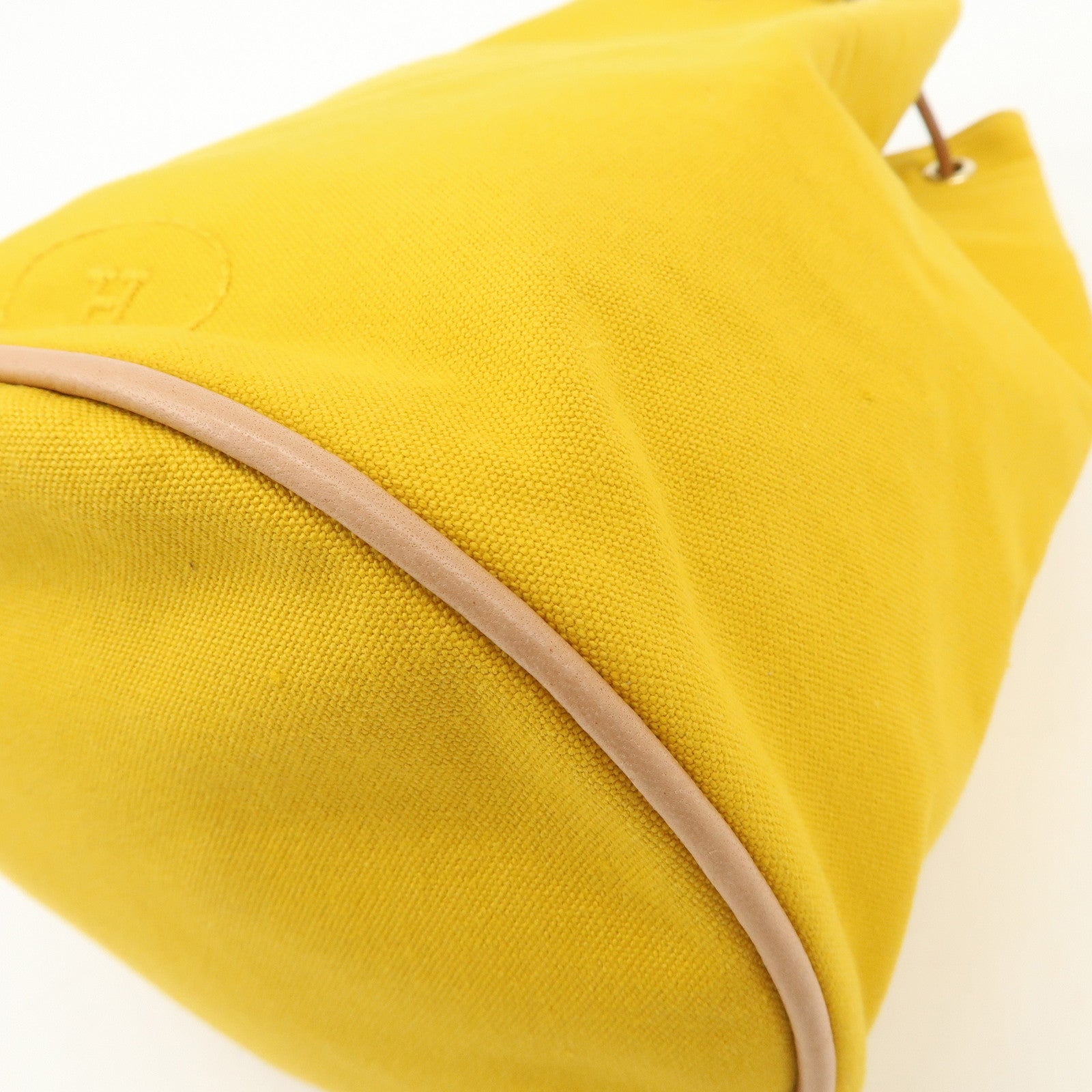 HERMES Porochon Mimil Canvas Leather PM Shoulder Bag Yellow