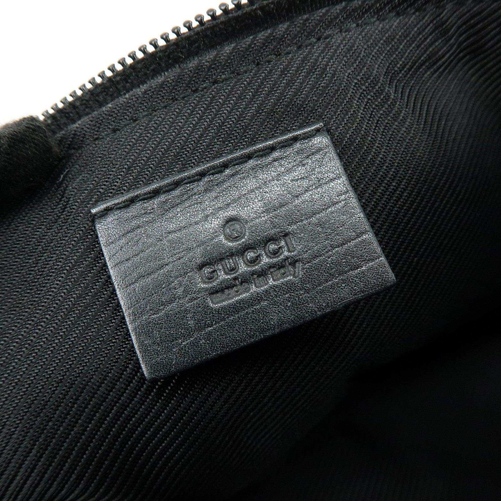 GUCCI Boat Bag GG Canvas Leather Hand Bag Pouch Black 07198