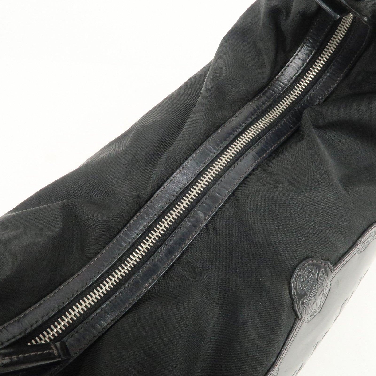PRADA Logo Nylon Leather Shoulder Bag Hand Bag Black BR3287